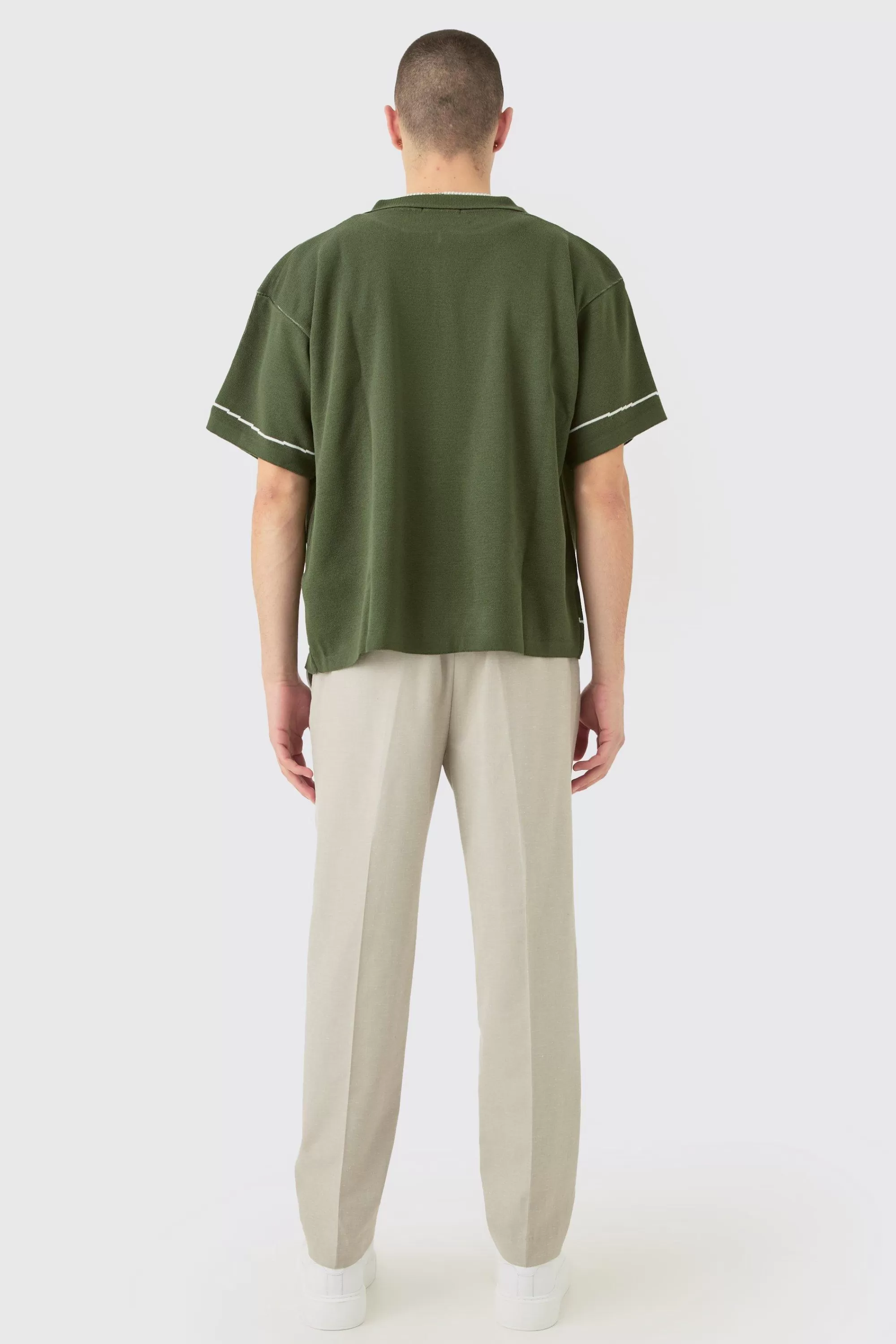 boohooMAN Boxy Jacquard Knit Abstract Detail Shirt In | UK