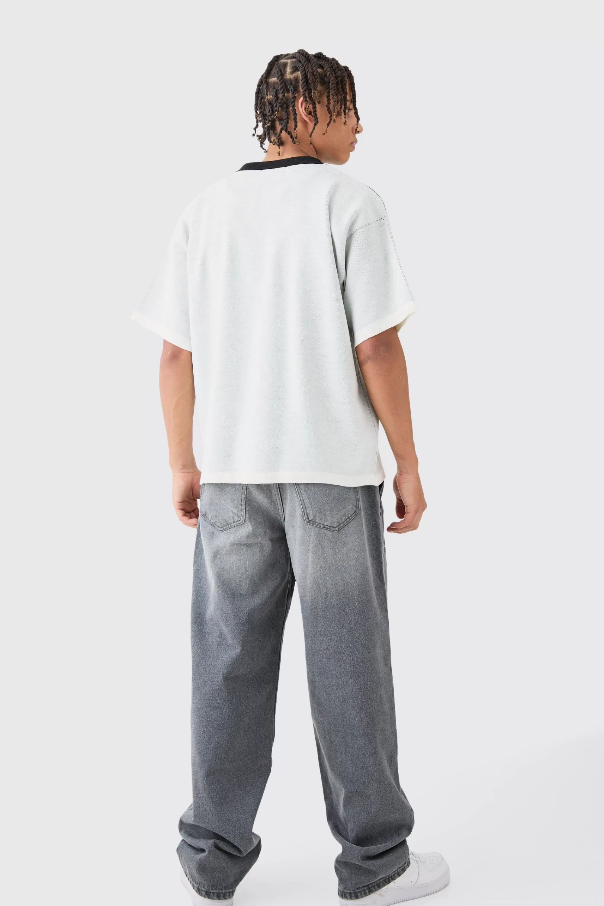 boohooMAN Boxy Jacquard Knit Floral Detail Shirt In | UK