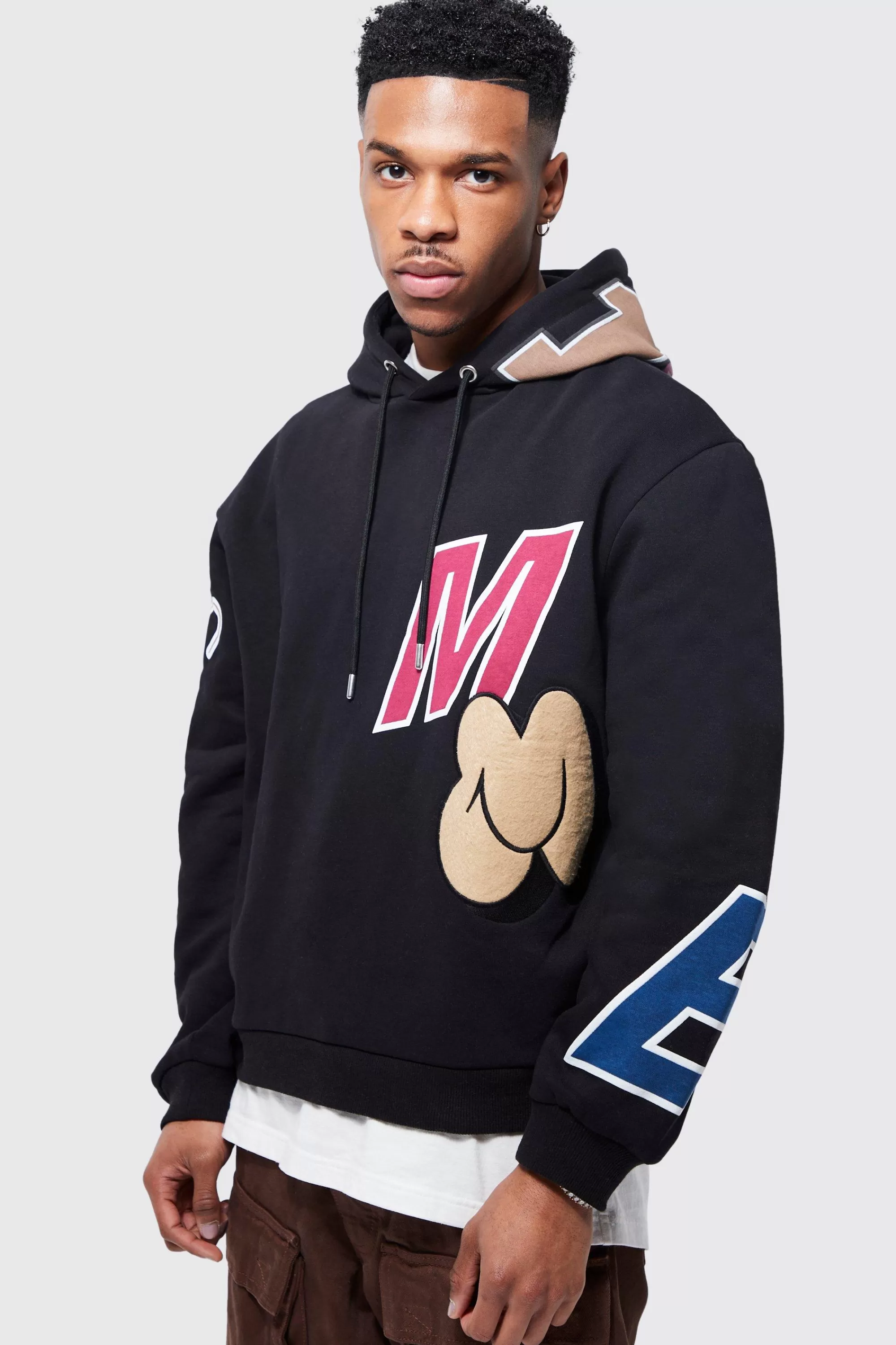 boohooMAN Boxy Large Scale Varsity Hoodie | UK