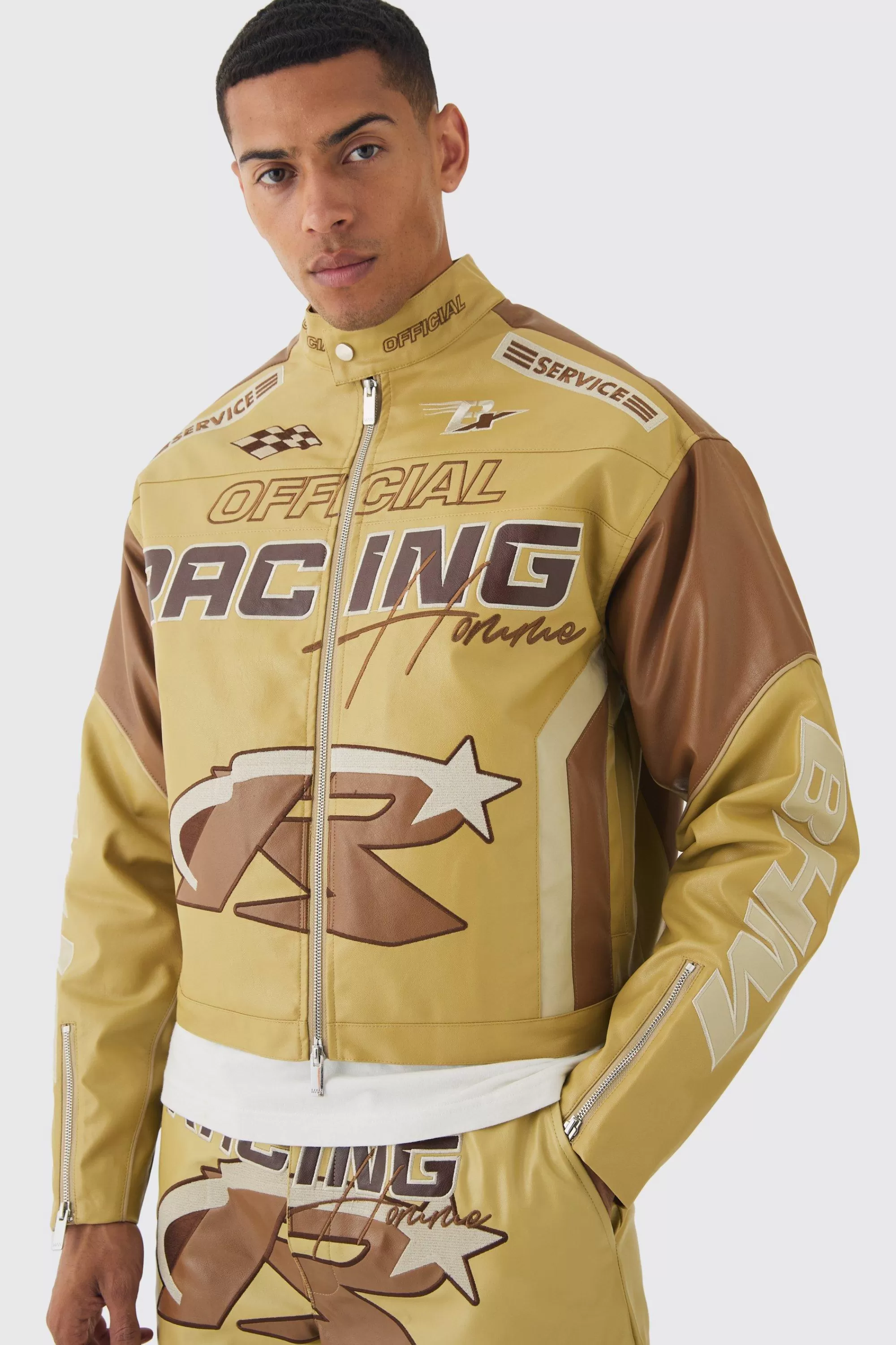 boohooMAN Boxy Official Pu Moto Jacket In | UK