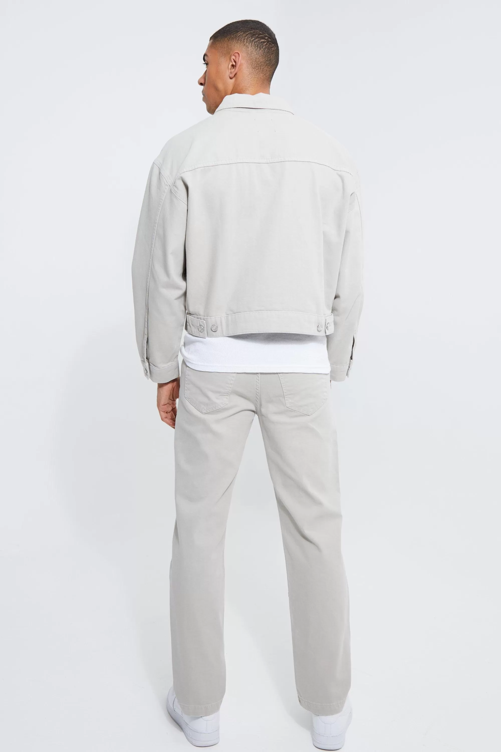 boohooMAN Boxy Overdyed Denim Trucker Jacket And Jeans Co-ord | UK