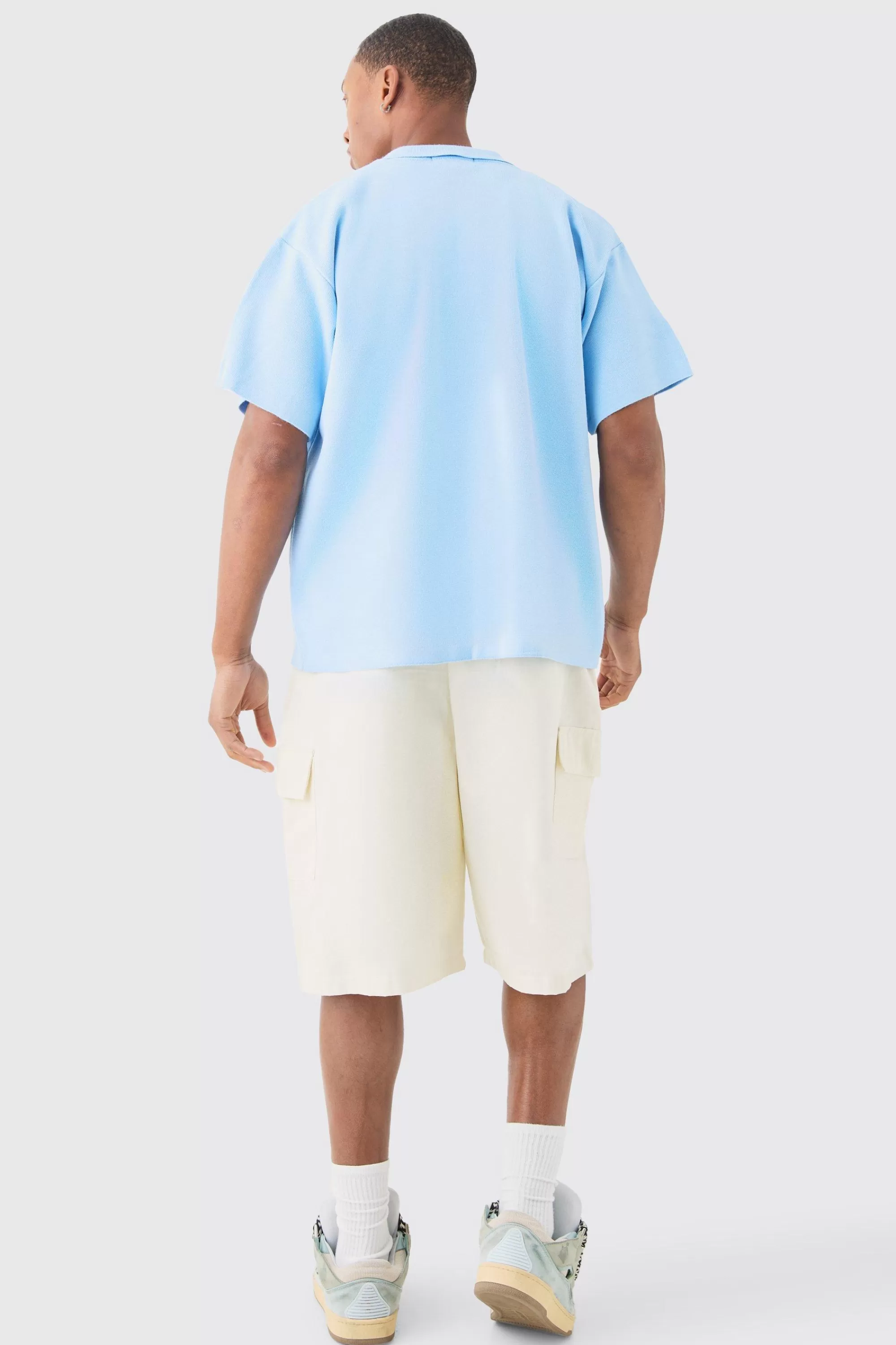 boohooMAN Boxy Oversized Renaissance Drawing Knitted Shirt | UK