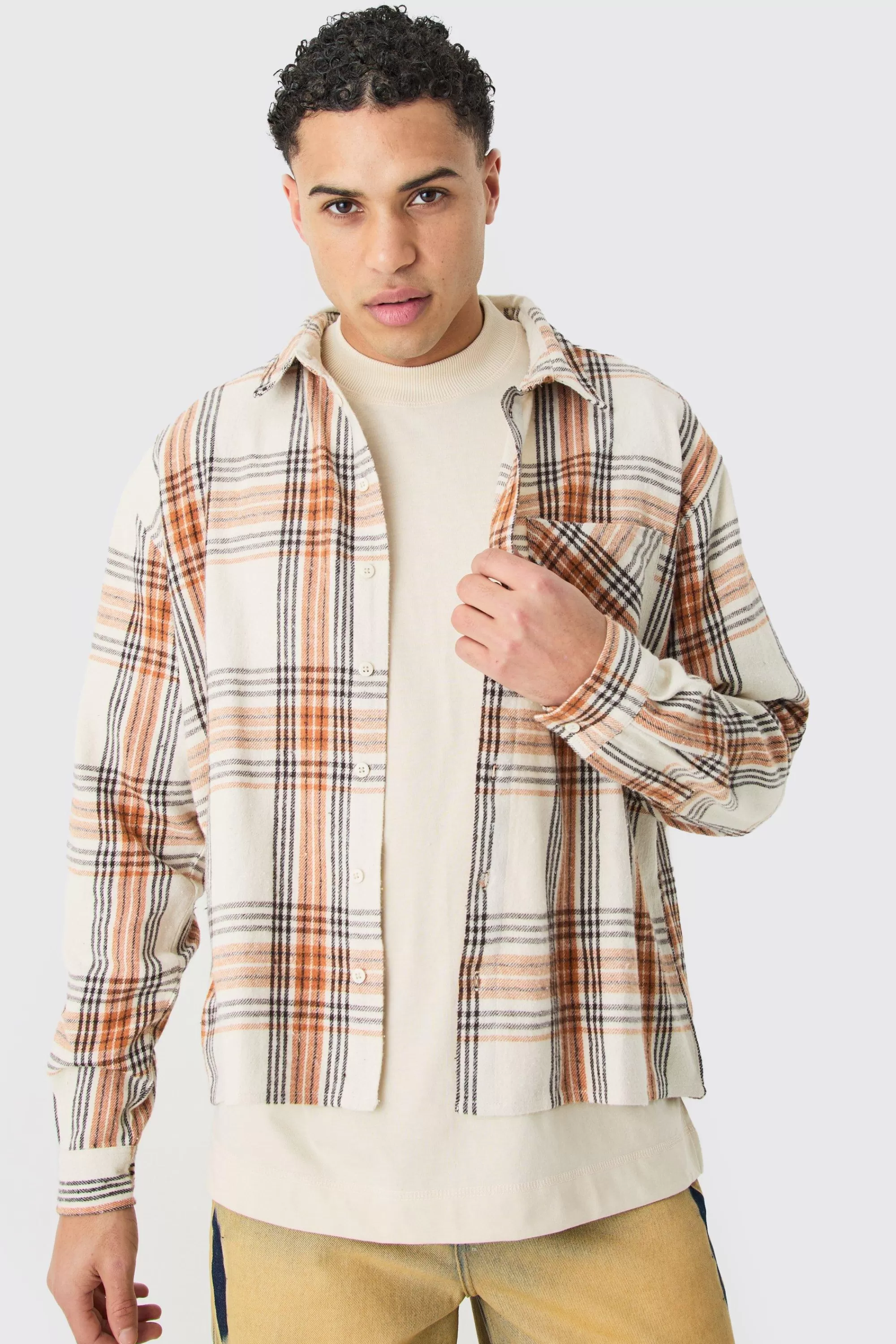 boohooMAN Boxy Pocket Check Shirt | UK