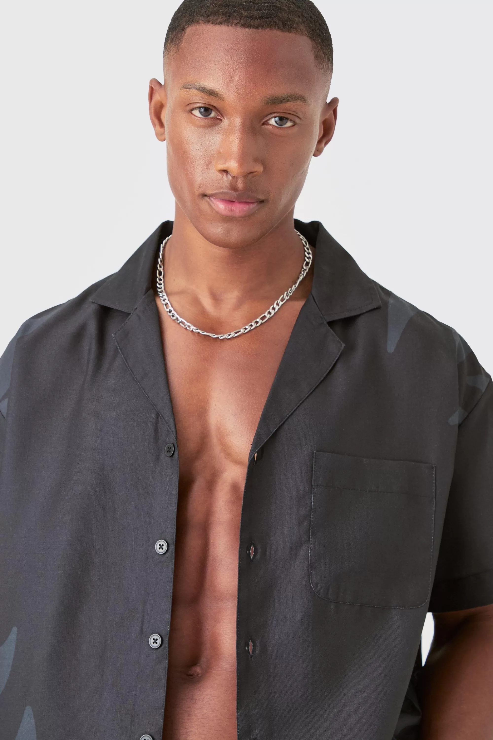 boohooMAN Boxy Printed Shirt And Swim Short Set | UK
