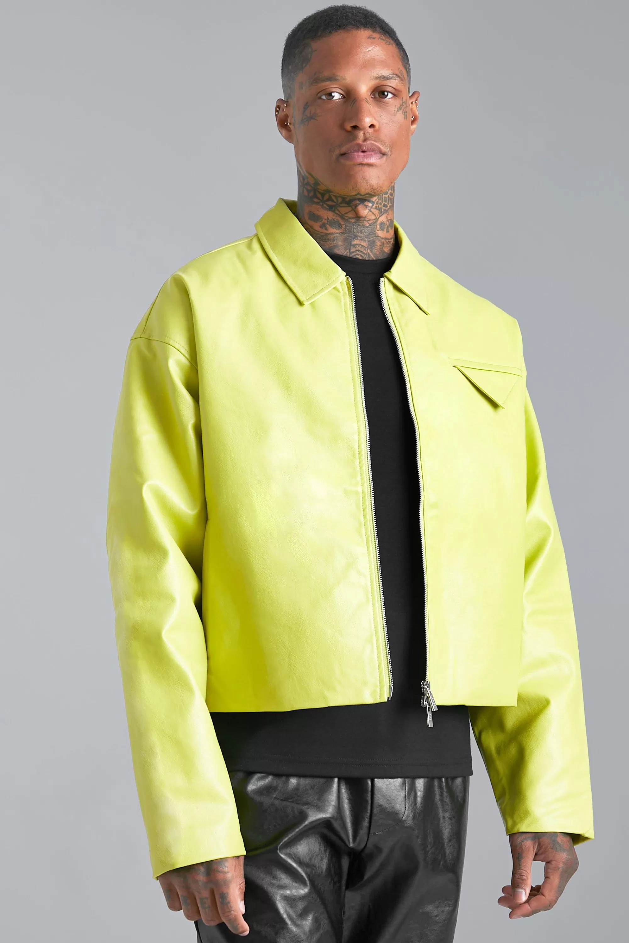 boohooMAN Boxy Pu Harrington | UK