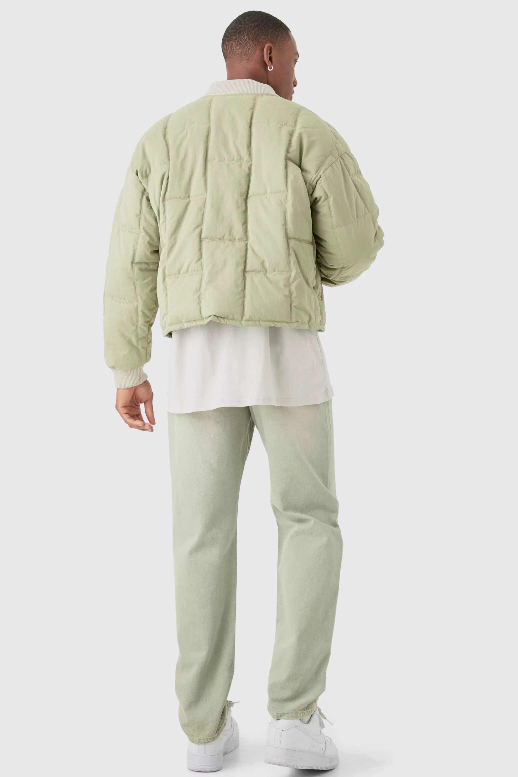 boohooMAN Boxy Quilted Bomber Jacket In | UK