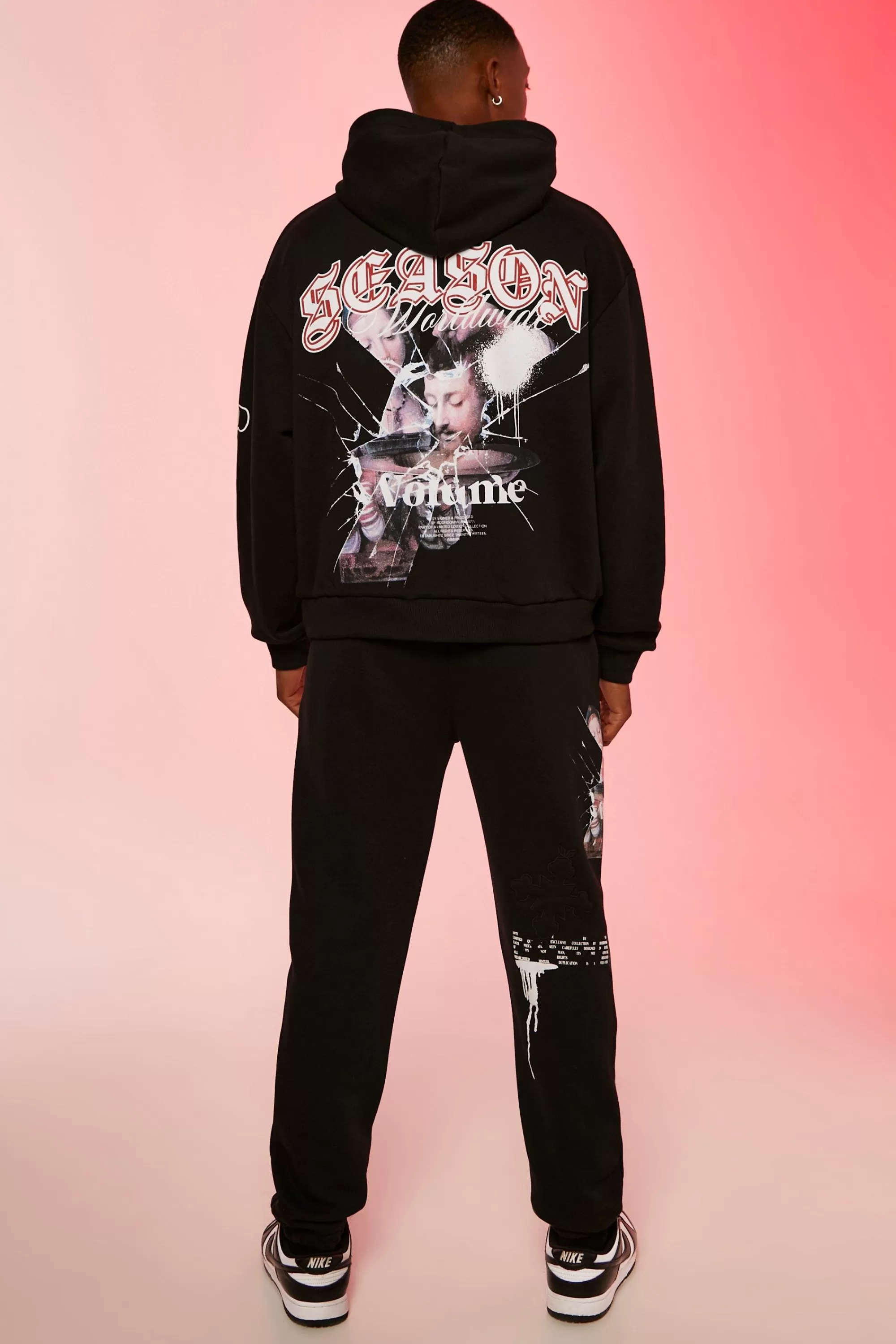boohooMAN Boxy Renaissance Puff Print Hoodie | UK