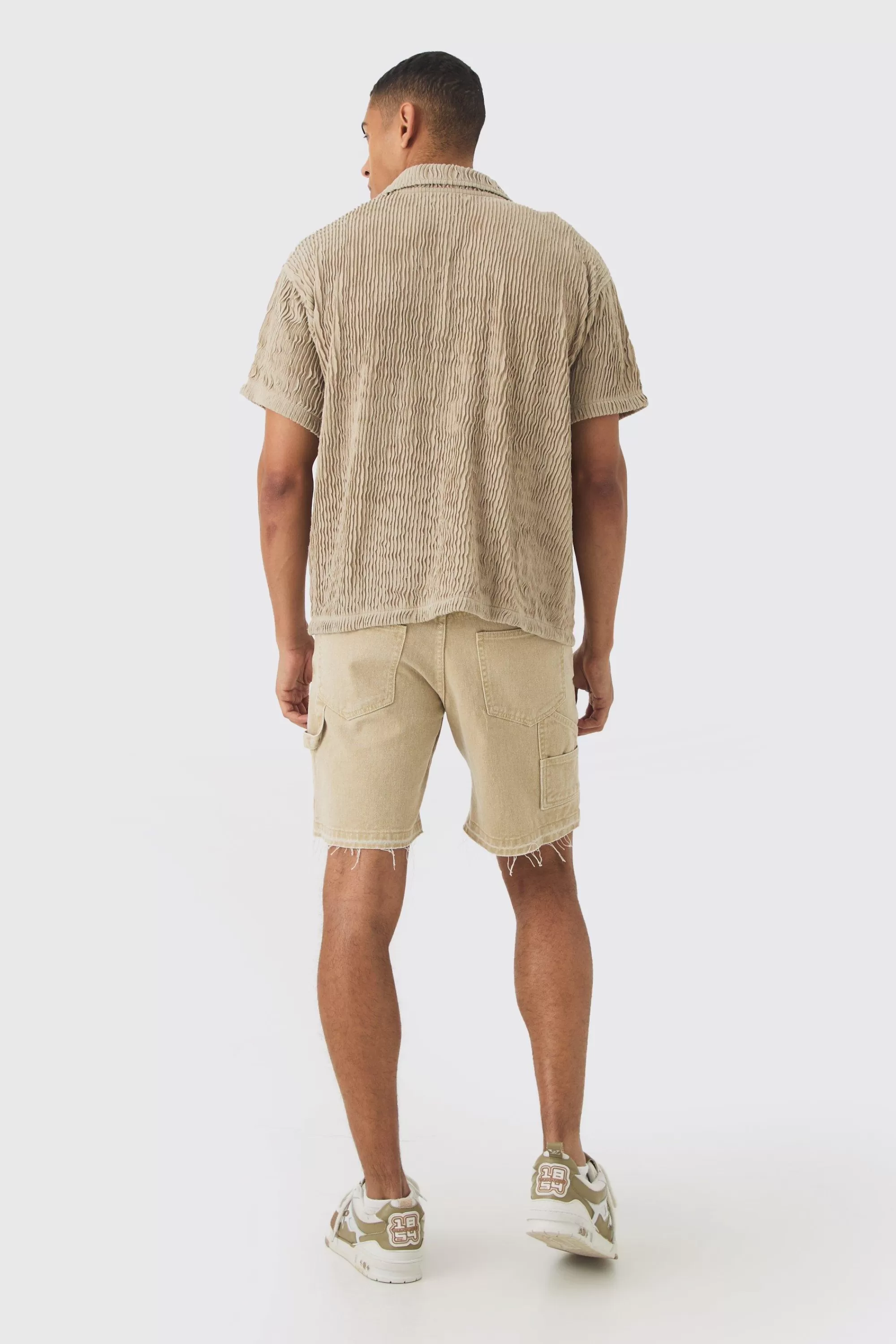 boohooMAN Boxy Ripple Pleated Shirt | UK
