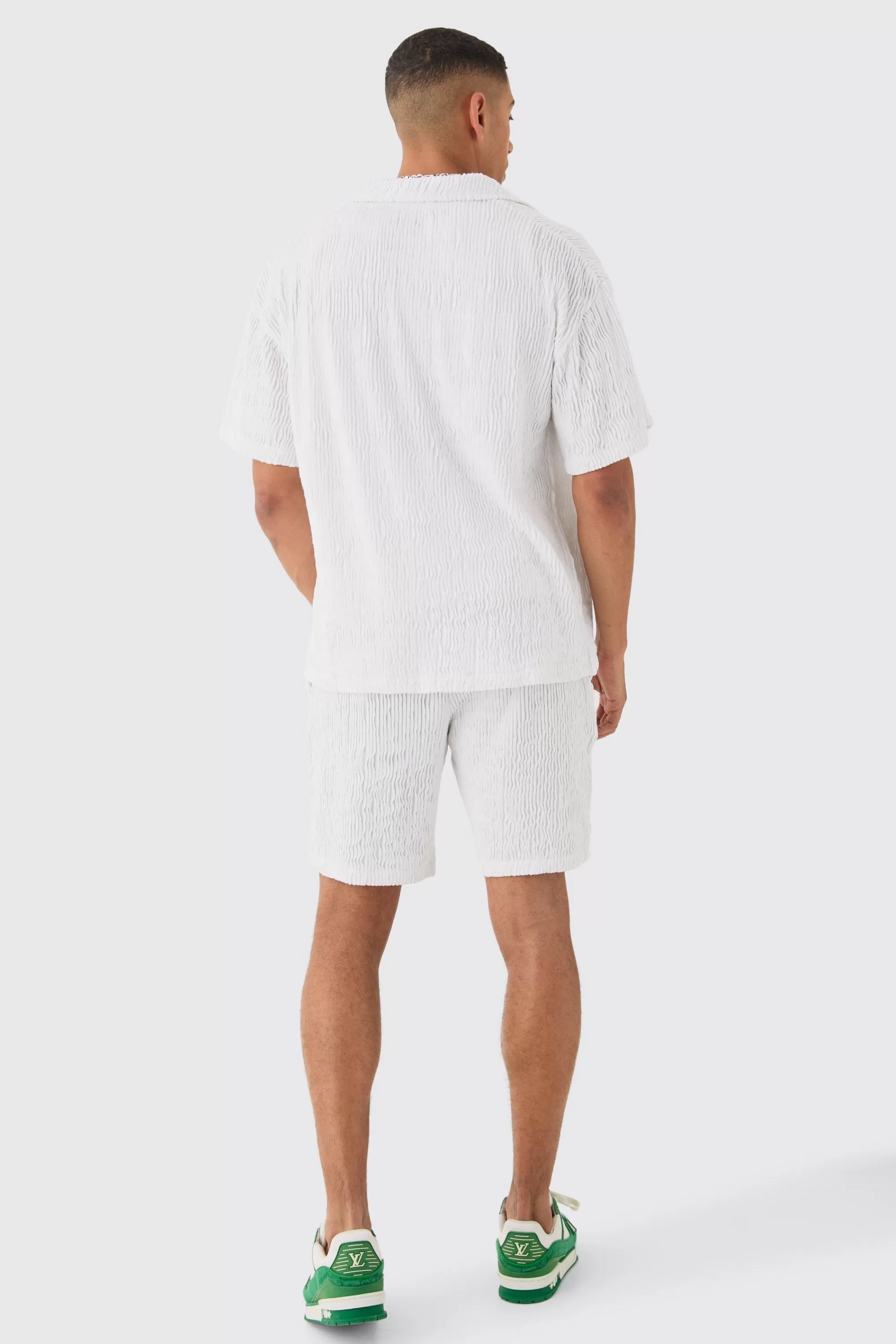 boohooMAN Boxy Ripple Pleated Shirt | UK