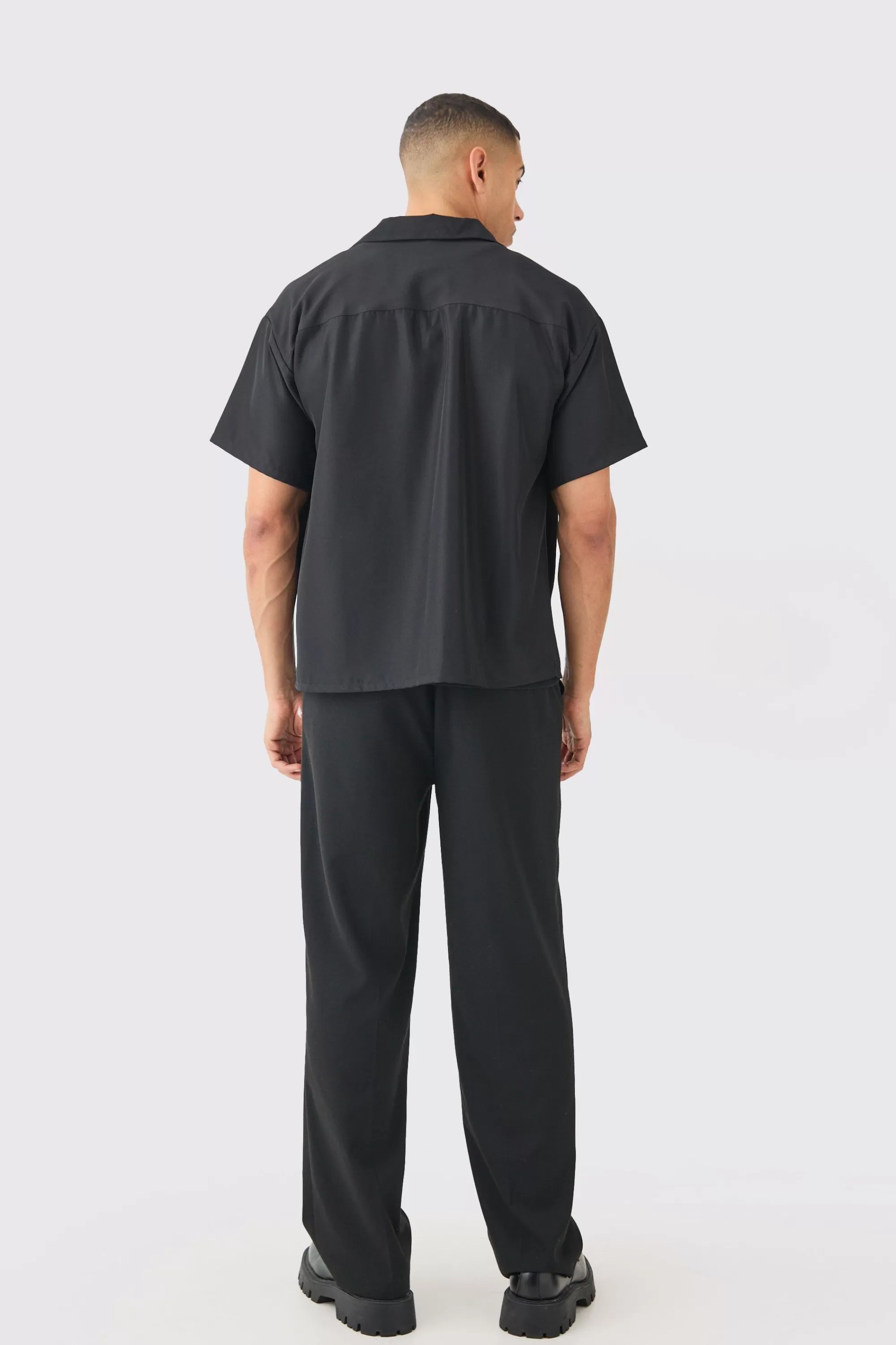boohooMAN Boxy Soft Twill Cartoon Leaf Embroidered Shirt | UK