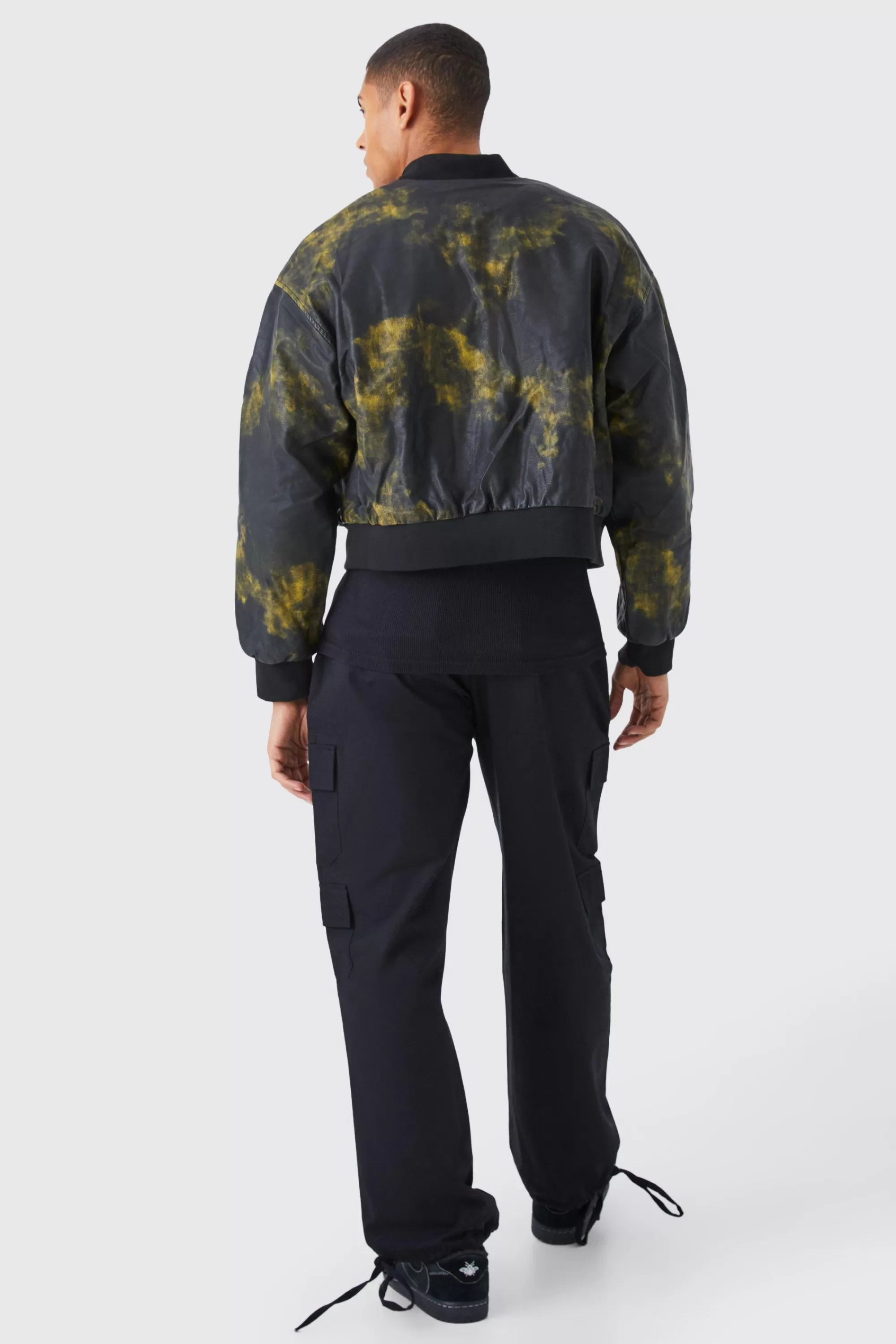 boohooMAN Boxy Washed Pu Padded Bomber | UK