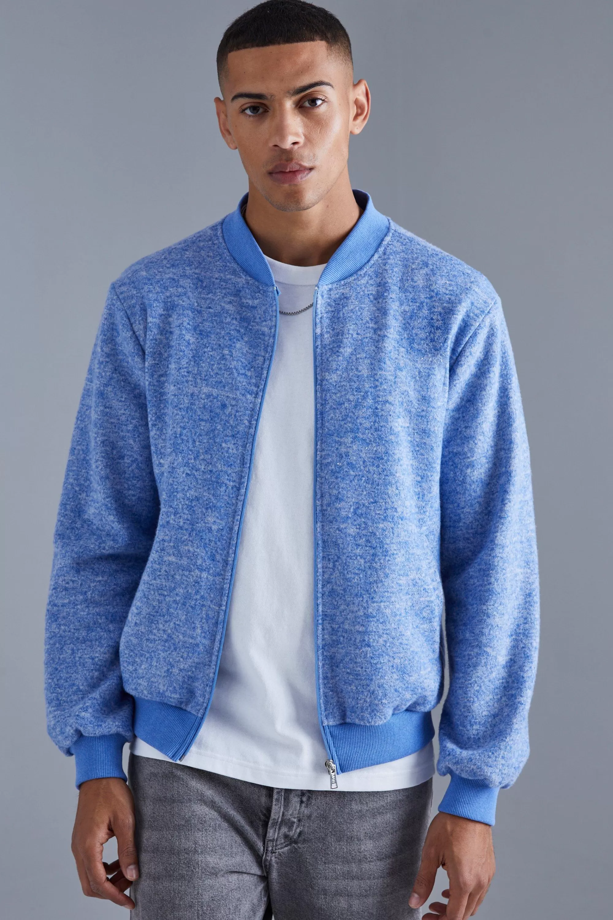 boohooMAN Brushed Heavyweight Bomber Jacket | UK
