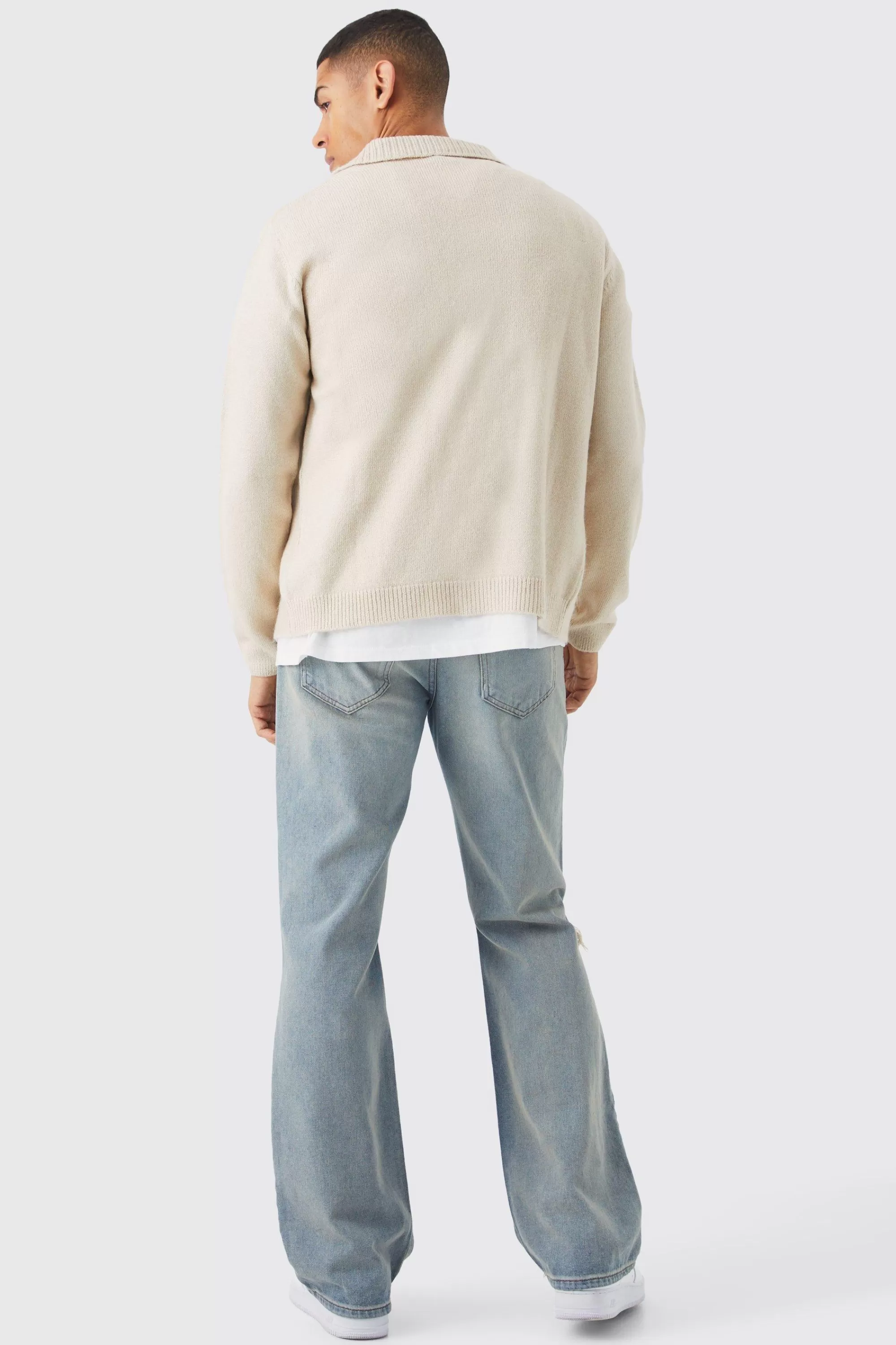 boohooMAN Brushed Knitted Collared Cardigan | UK