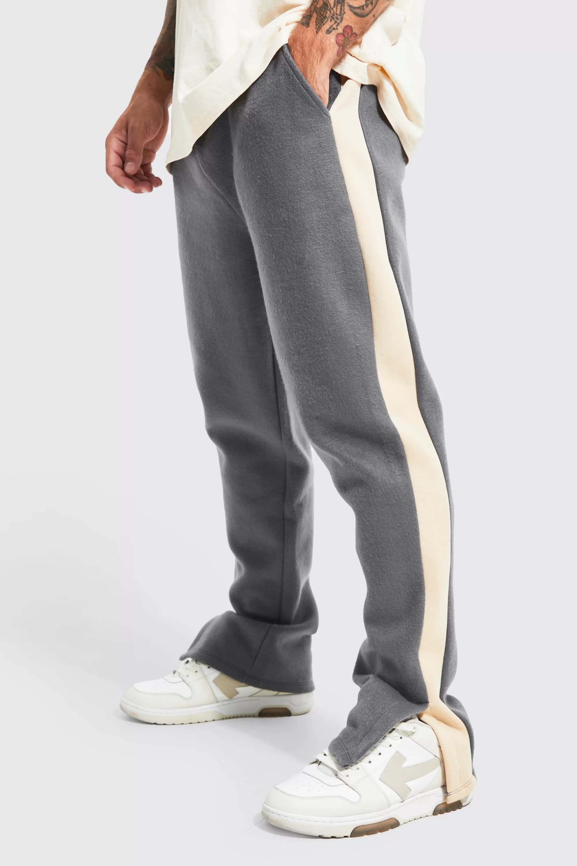 boohooMAN Brushed Panelled Split Hem Jogger | UK