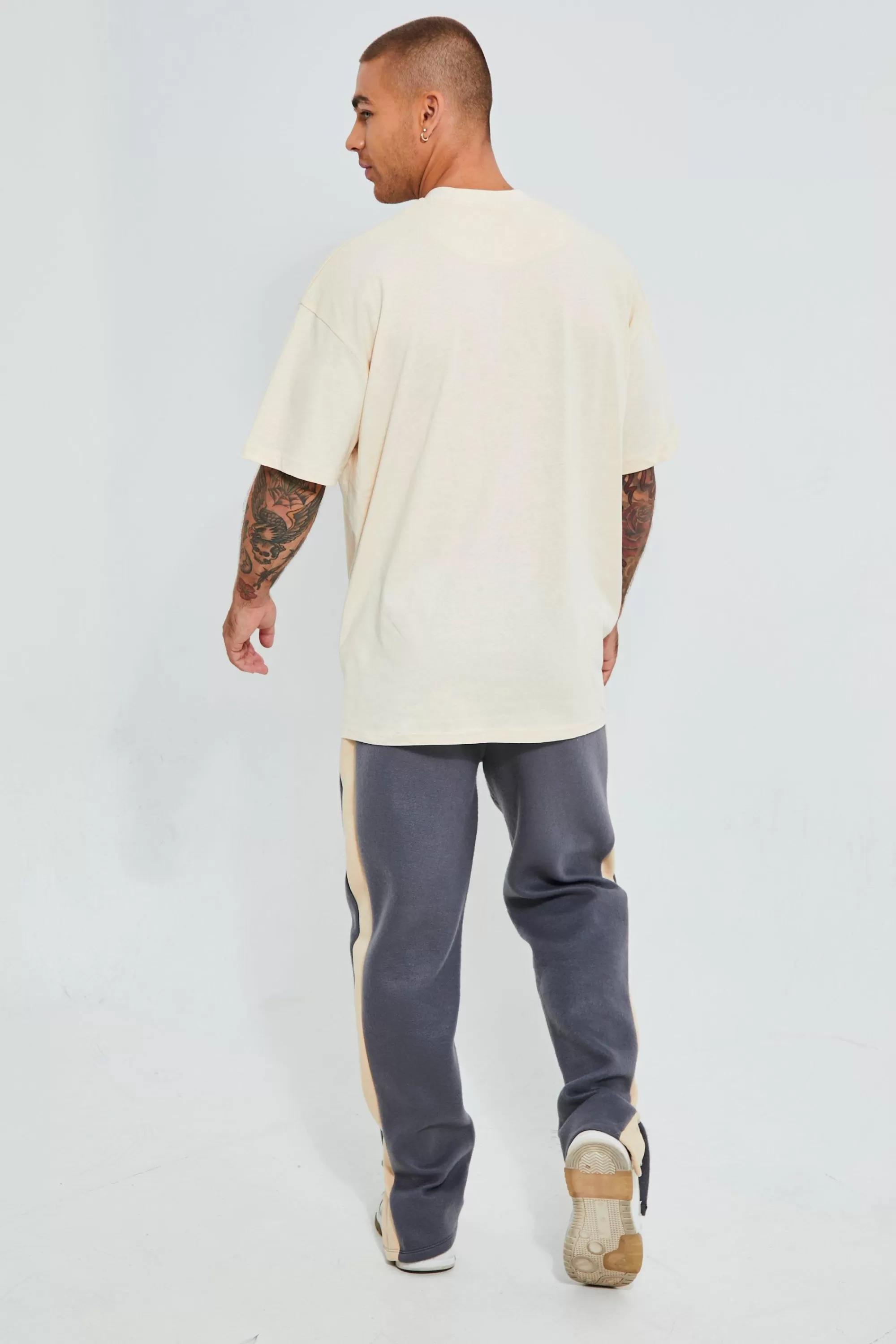 boohooMAN Brushed Panelled Split Hem Jogger | UK