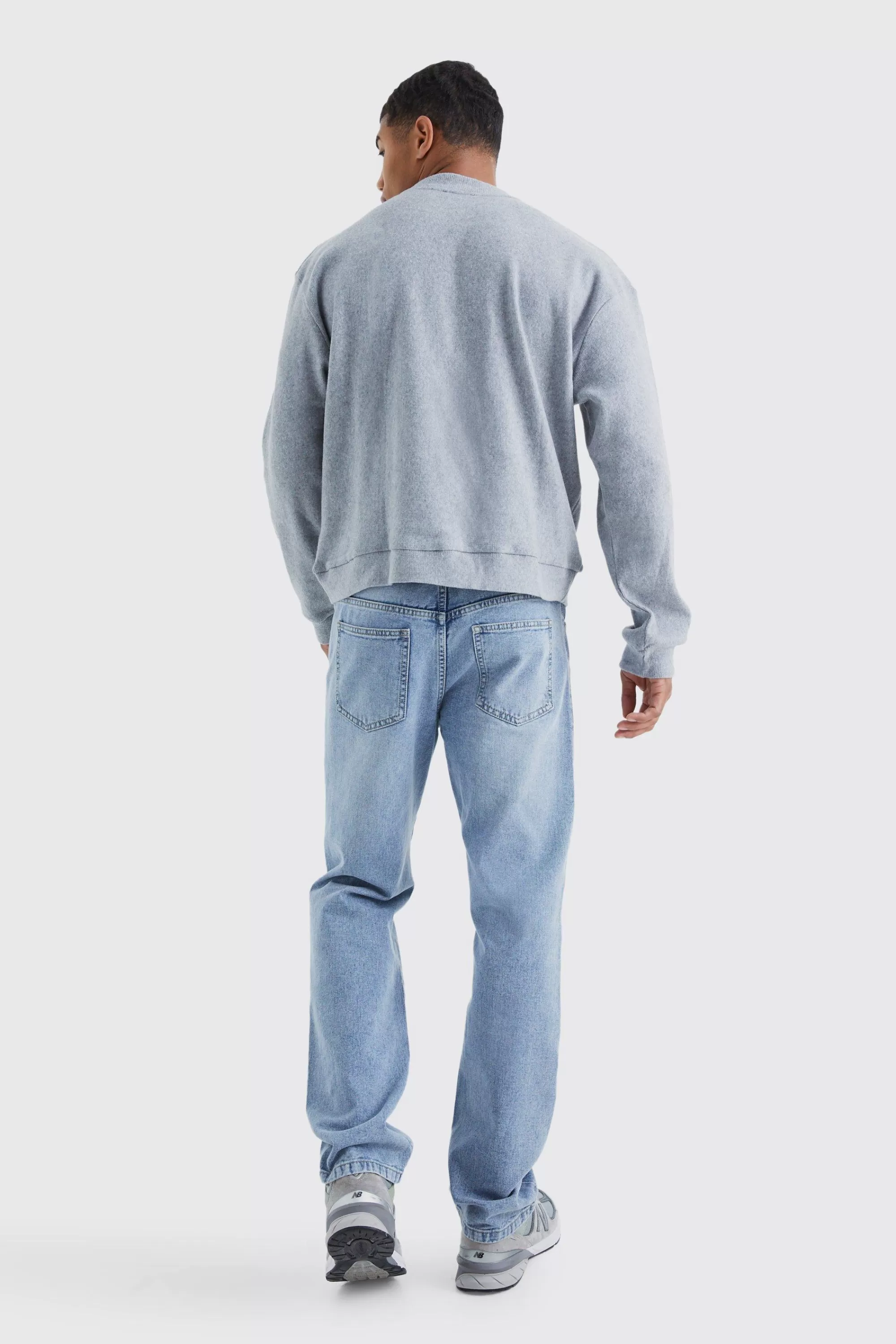 boohooMAN Brushed Rib Ottoman Oversized Boxy Sweater | UK