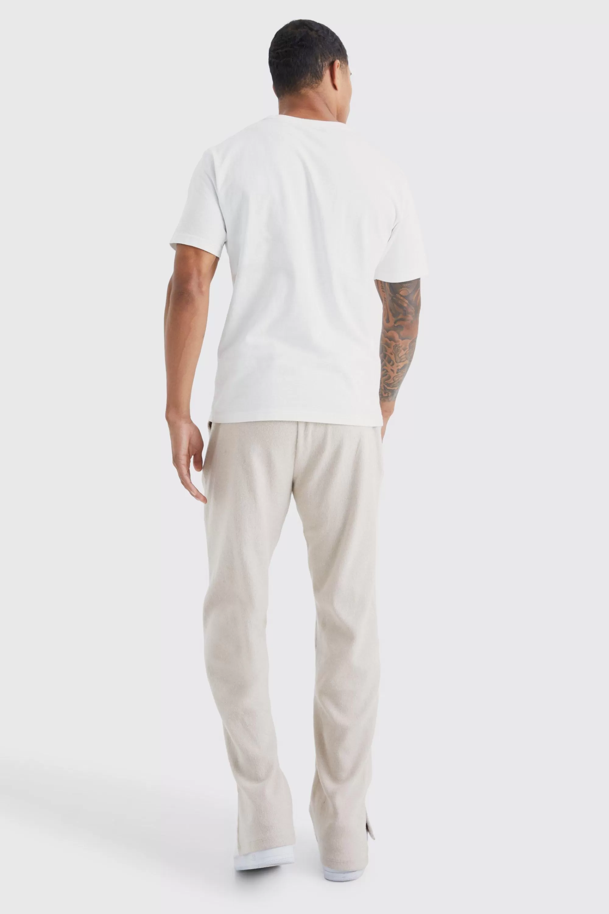 boohooMAN Brushed Rib Ottoman Relaxed Split Hem Jogger | UK