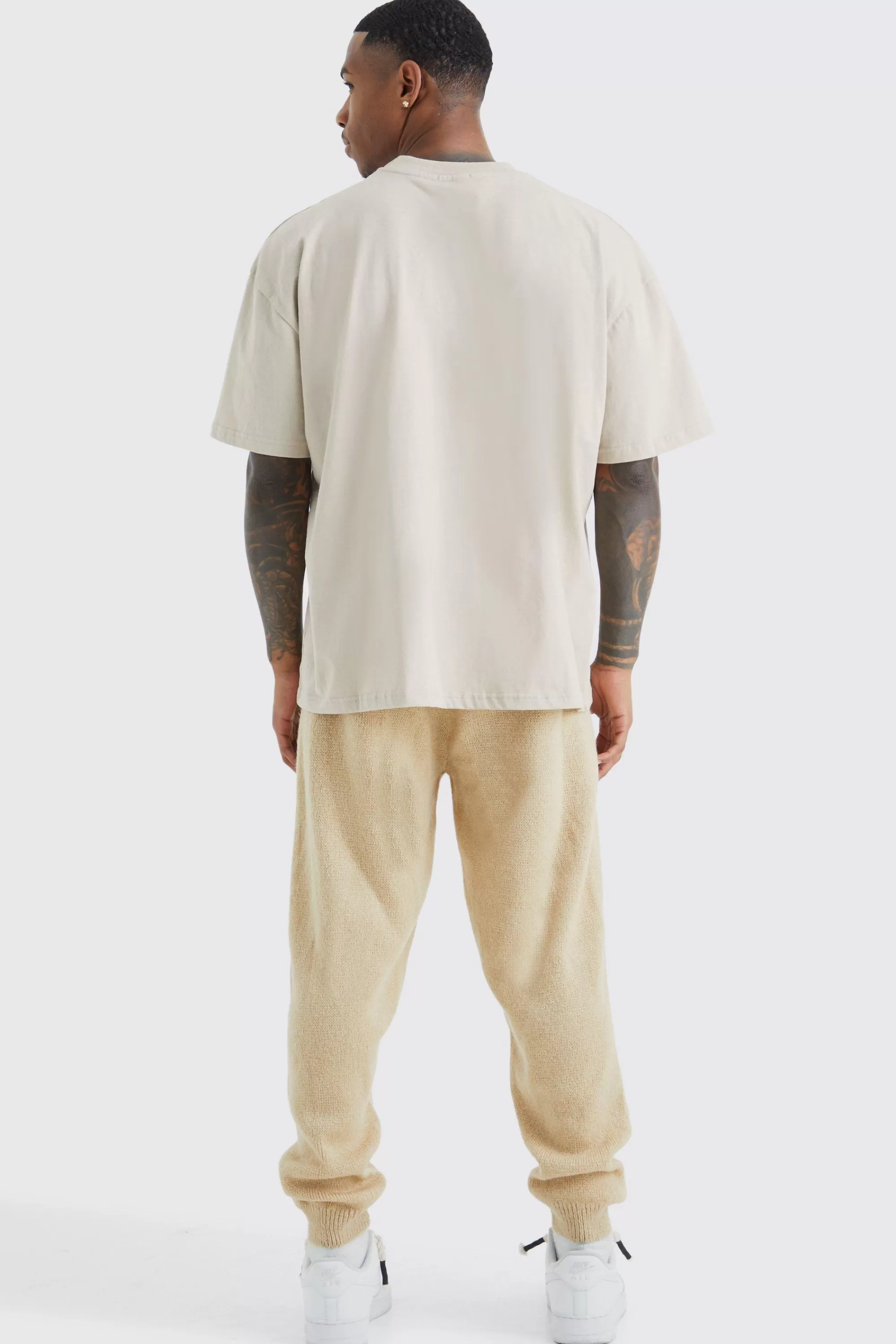 boohooMAN Brushed Ribbed Knitted Joggers | UK