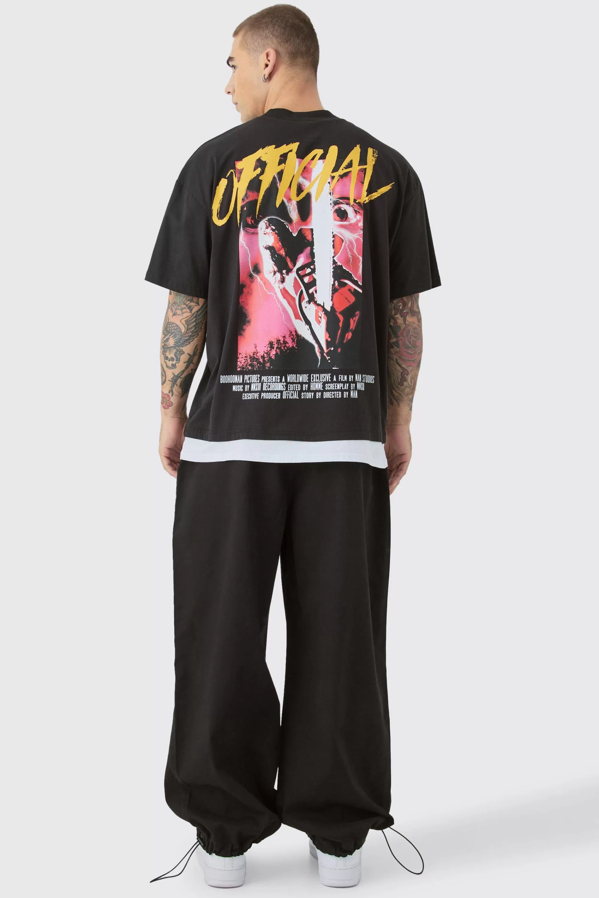 boohooMAN Bungee Waist Twill Parachute Pants | UK