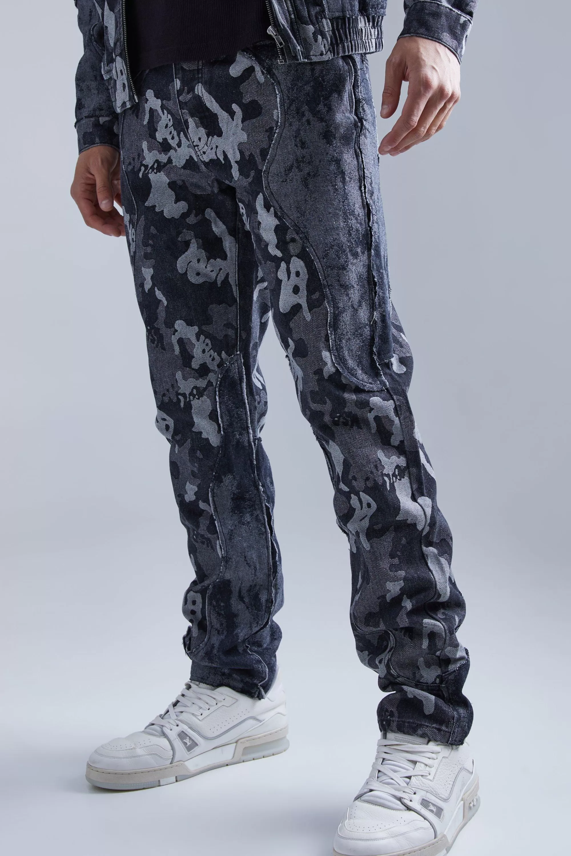 boohooMAN Camo Denim Jacket And Jeans Set | UK