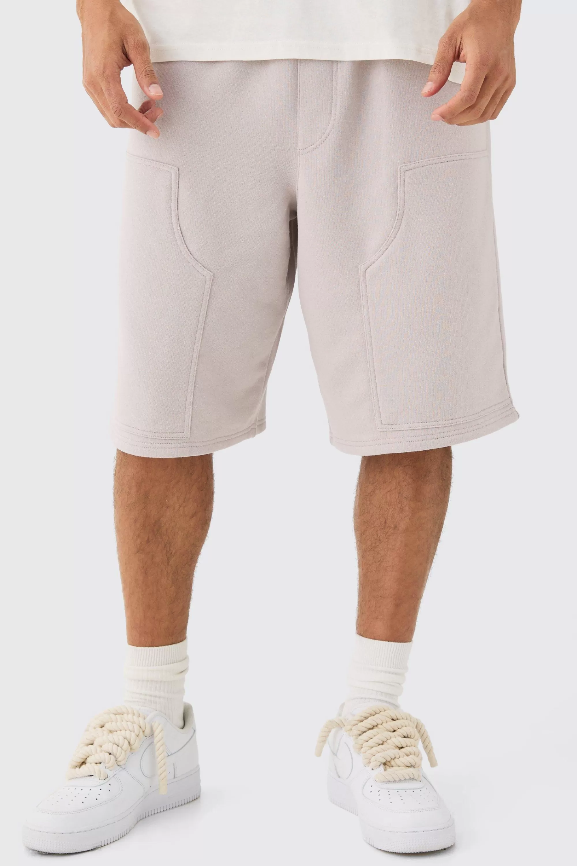 boohooMAN Carpenter Loopback Jersey Jort | UK