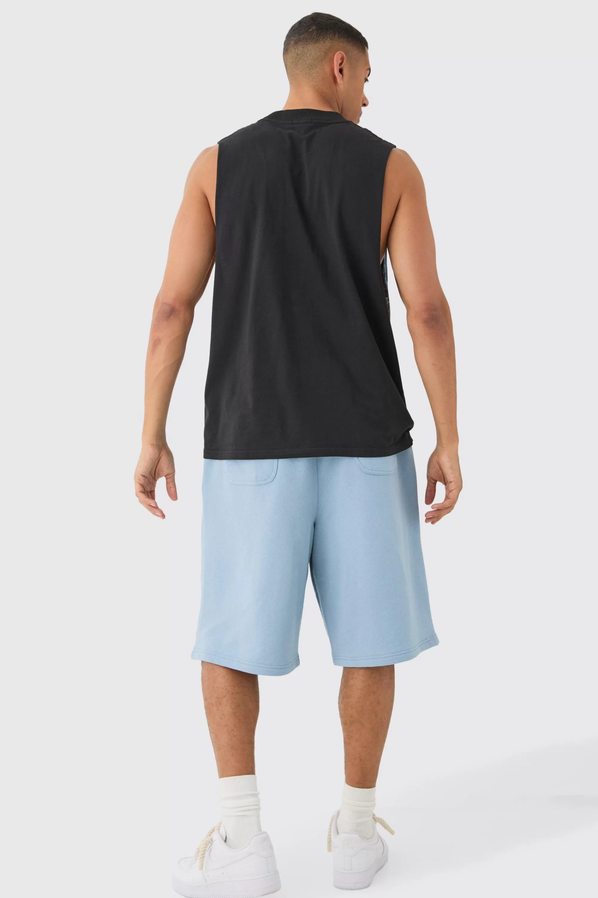 boohooMAN Carpenter Loopback Jersey Jort | UK