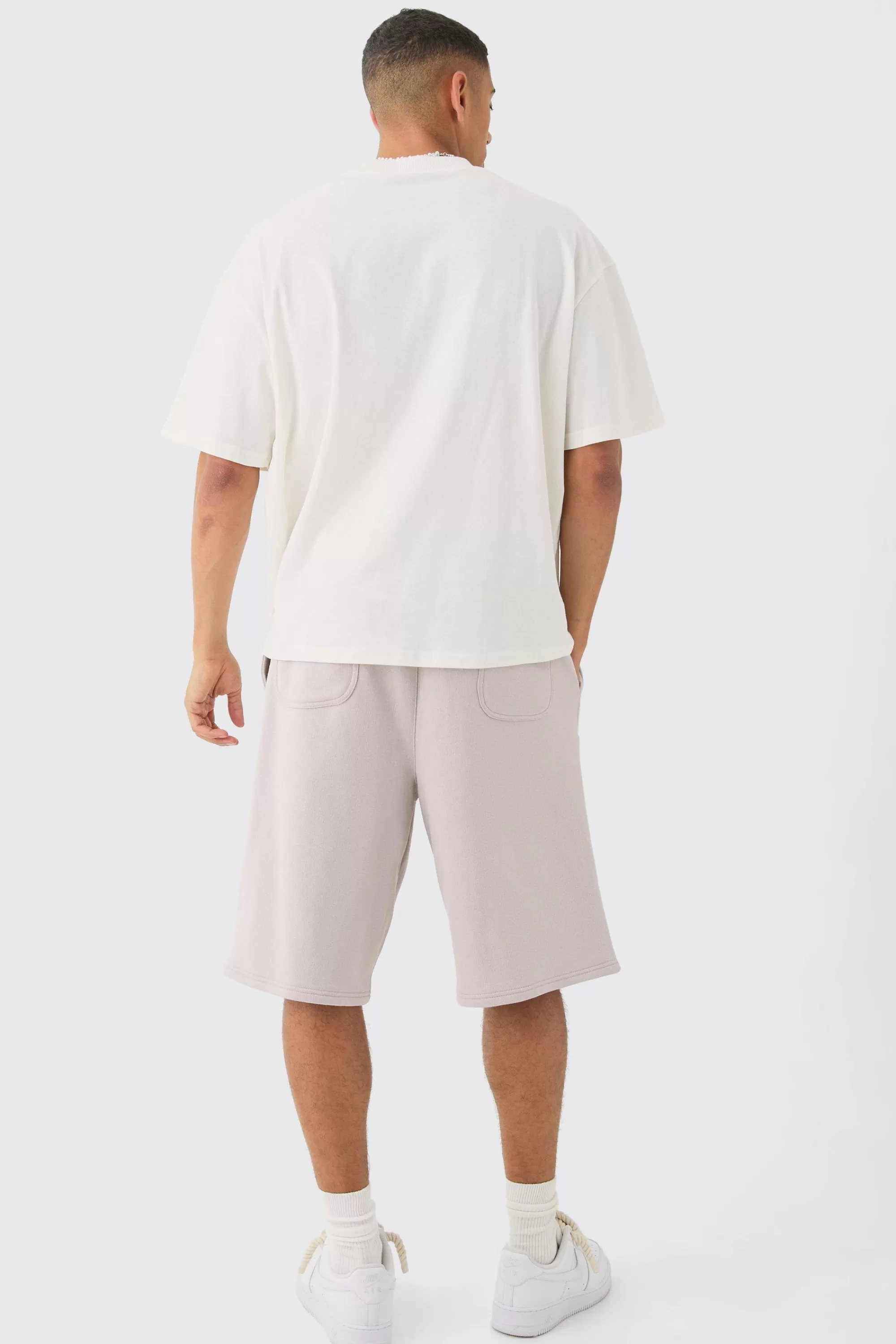 boohooMAN Carpenter Loopback Jersey Jort | UK