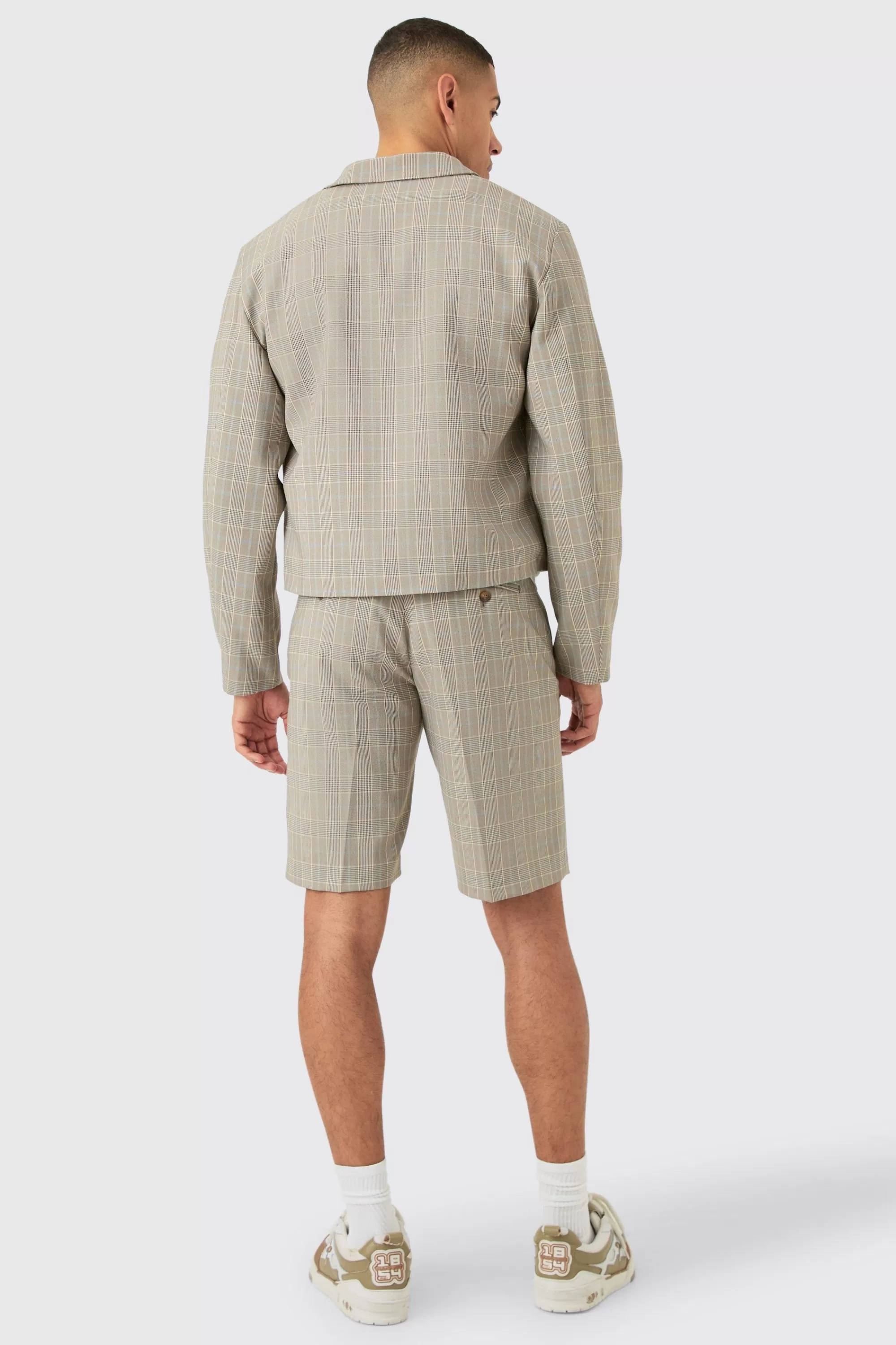 boohooMAN Checked Zip Up Boxy Smart Jacket | UK