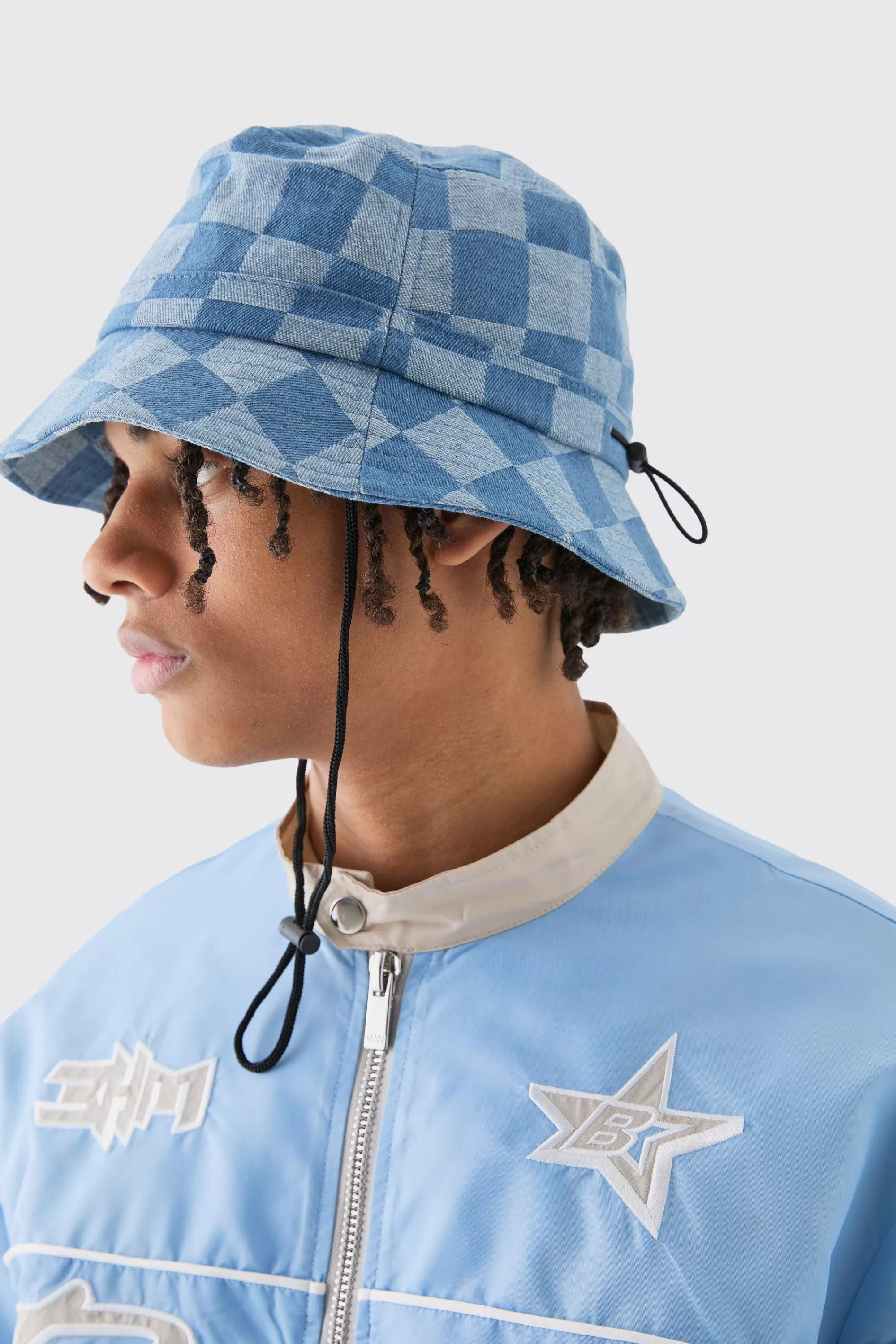 boohooMAN Checkerboard Bucket Hat In | UK