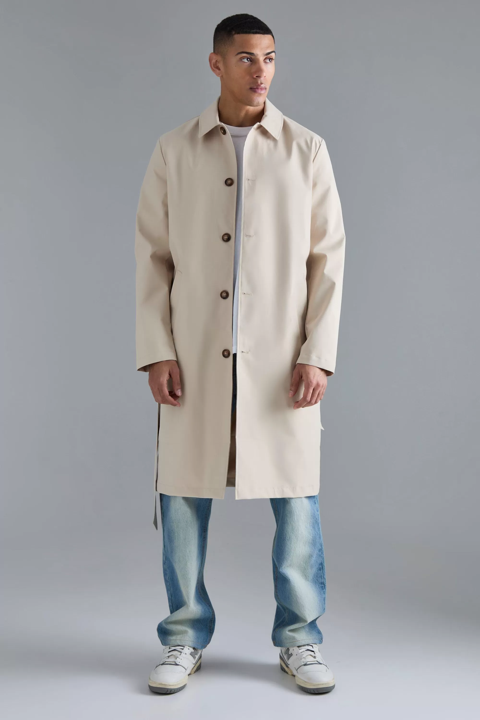 boohooMAN Classic Belted Trench Coat | UK