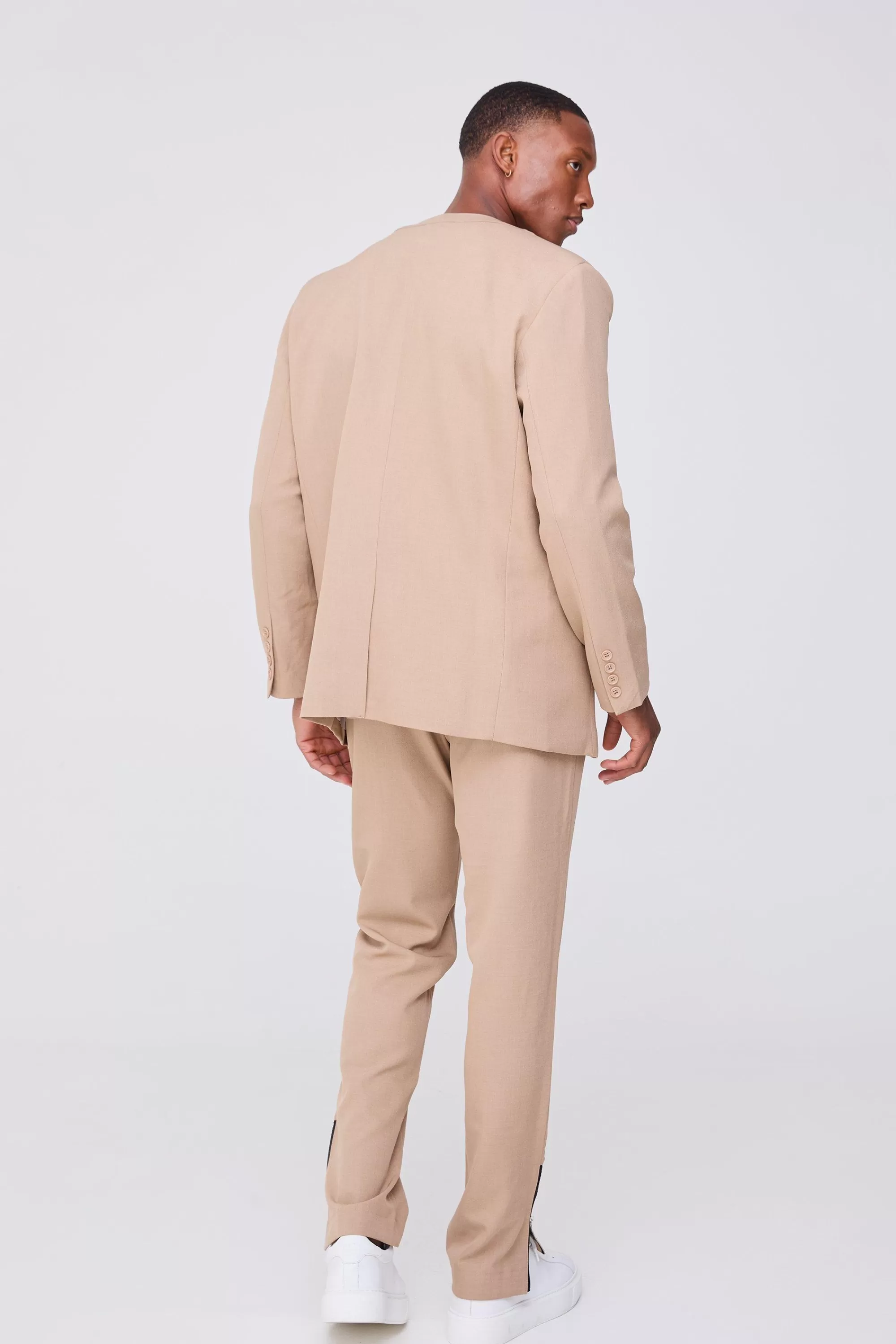 boohooMAN Collarless Straight Blazer | UK