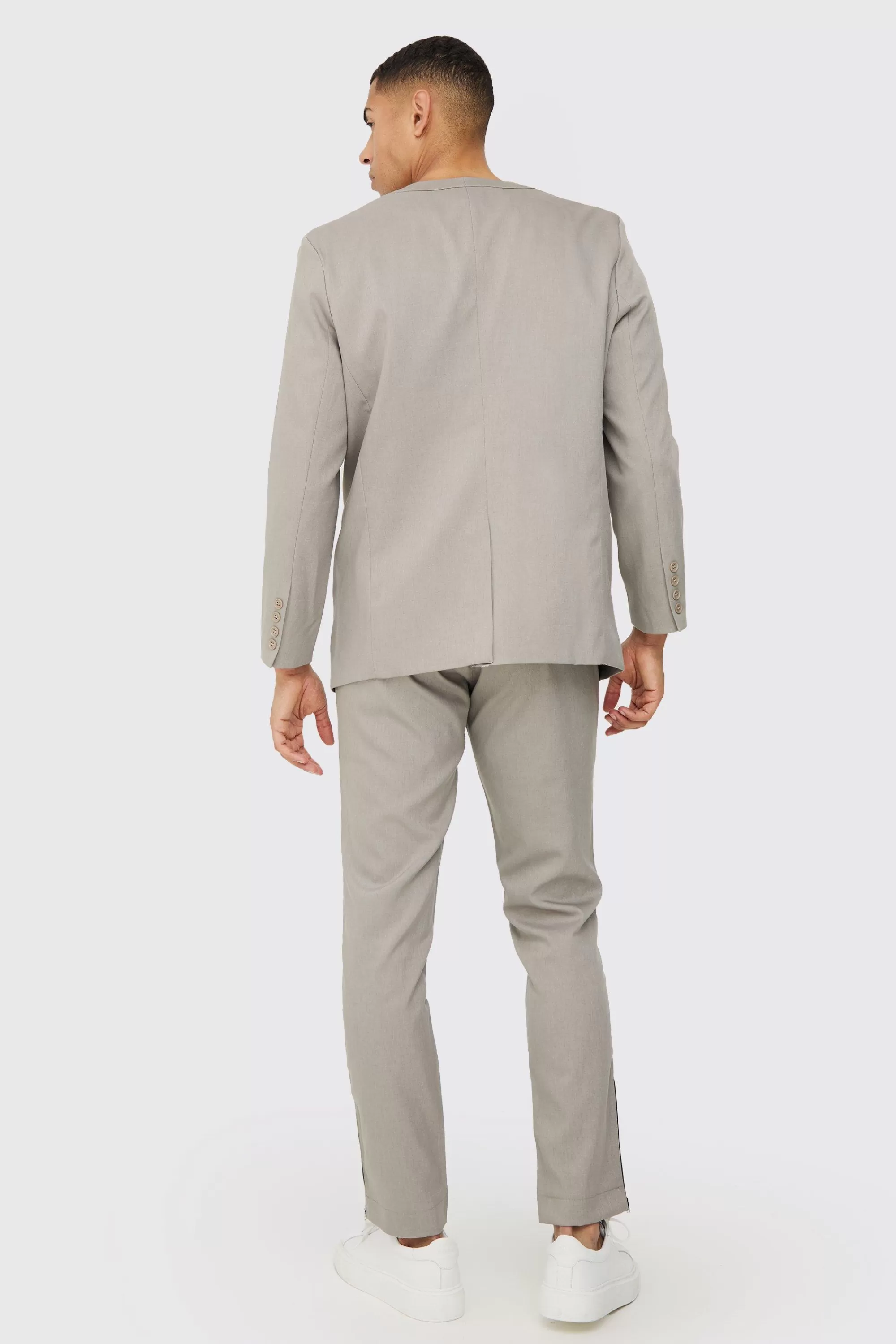 boohooMAN Collarless Straight Blazer | UK