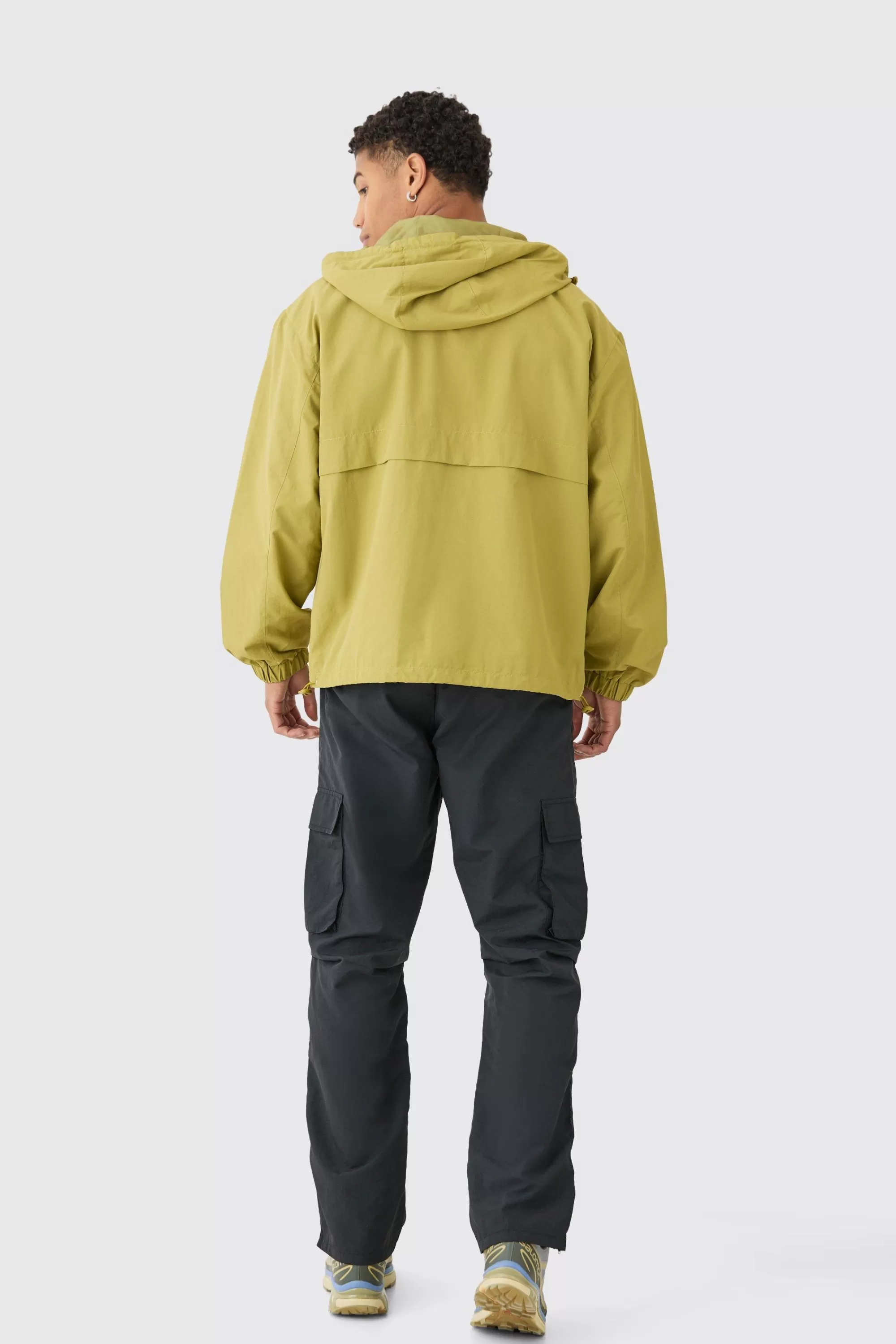 boohooMAN Colour Block Hooded Nylon Windbreaker In | UK