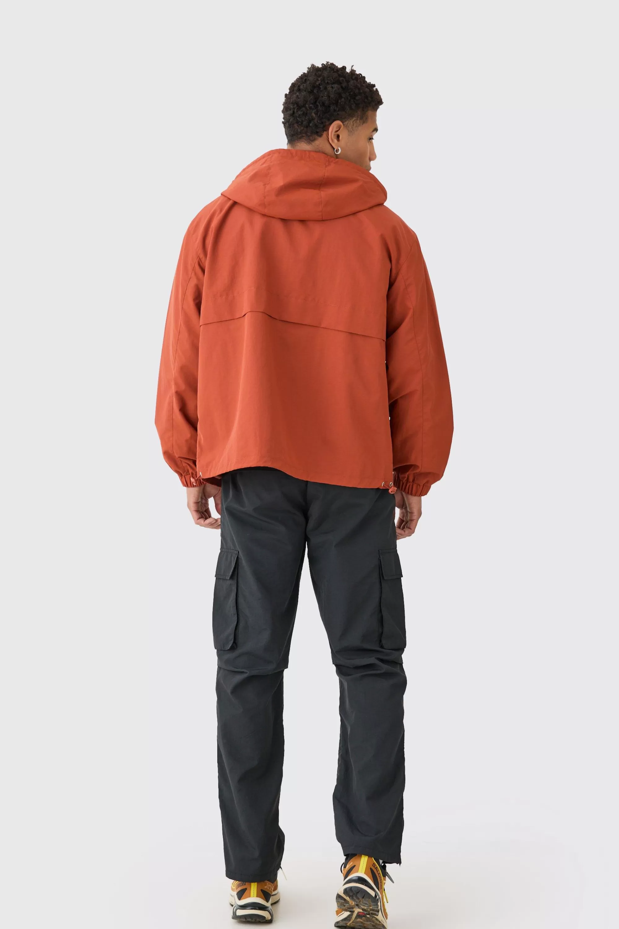 boohooMAN Colour Block Hooded Nylon Windbreaker In | UK