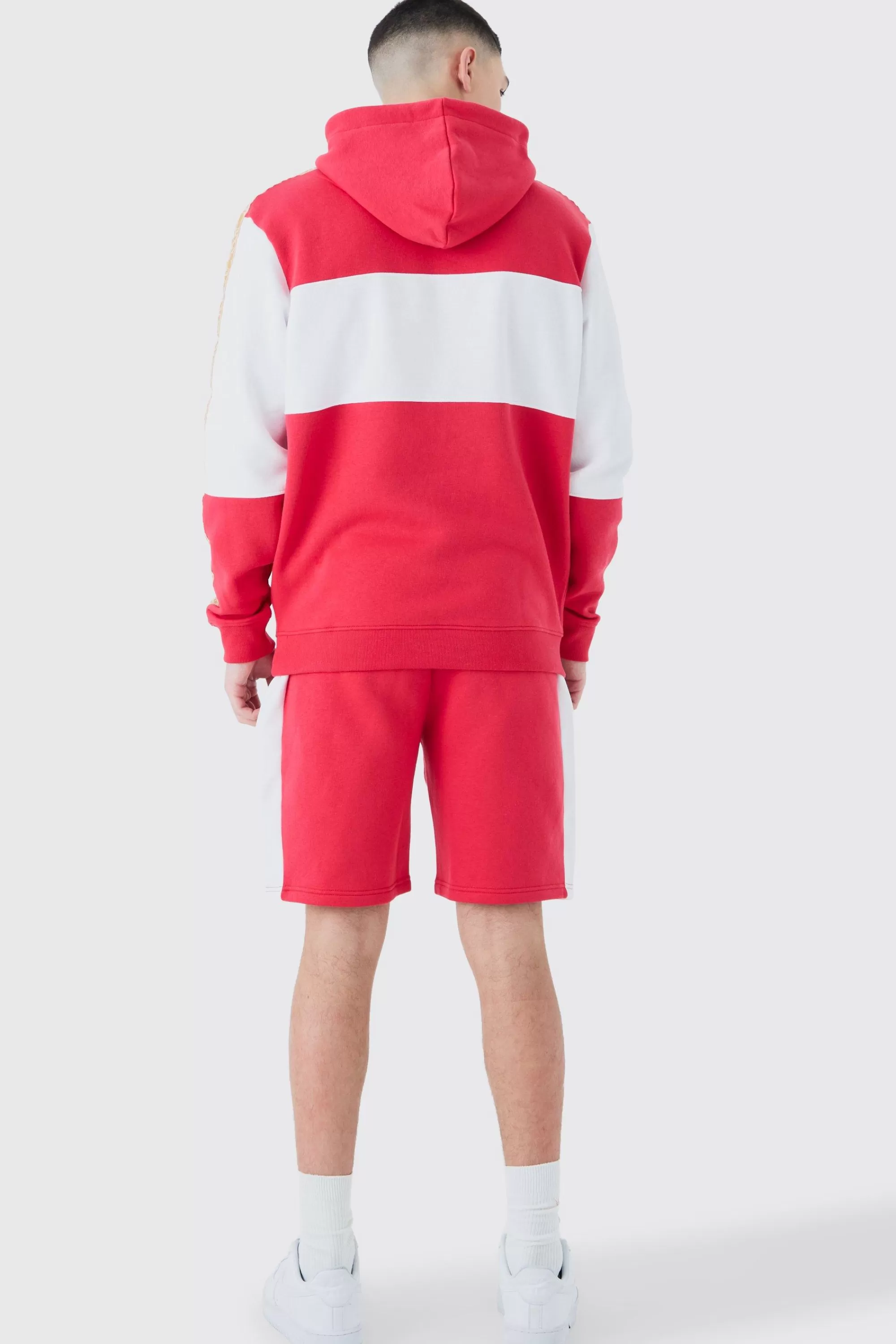 boohooMAN Colour Block Man Tape Short Tracksuit | UK