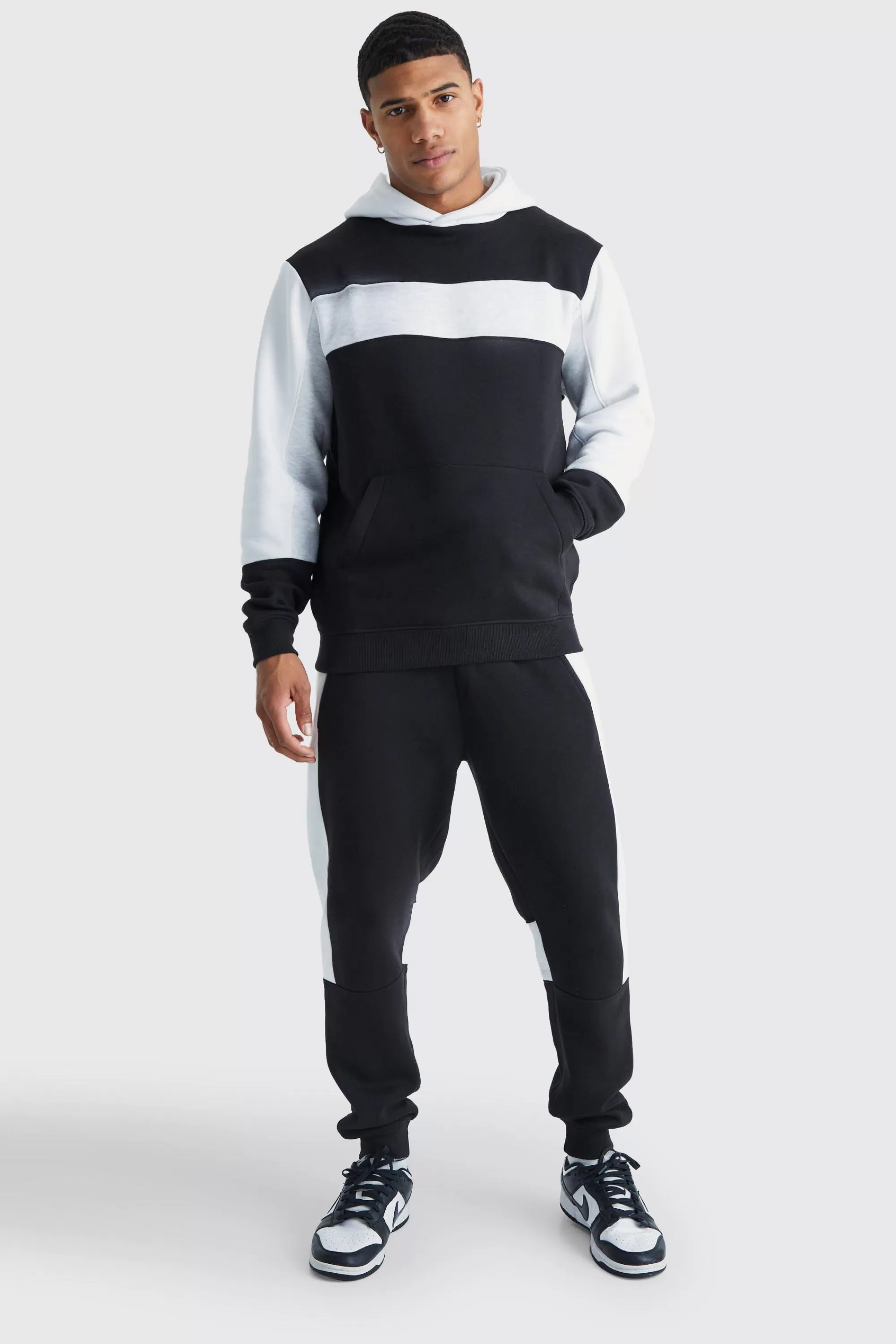 boohooMAN Colour Block Panel Hooded Tracksuit | UK