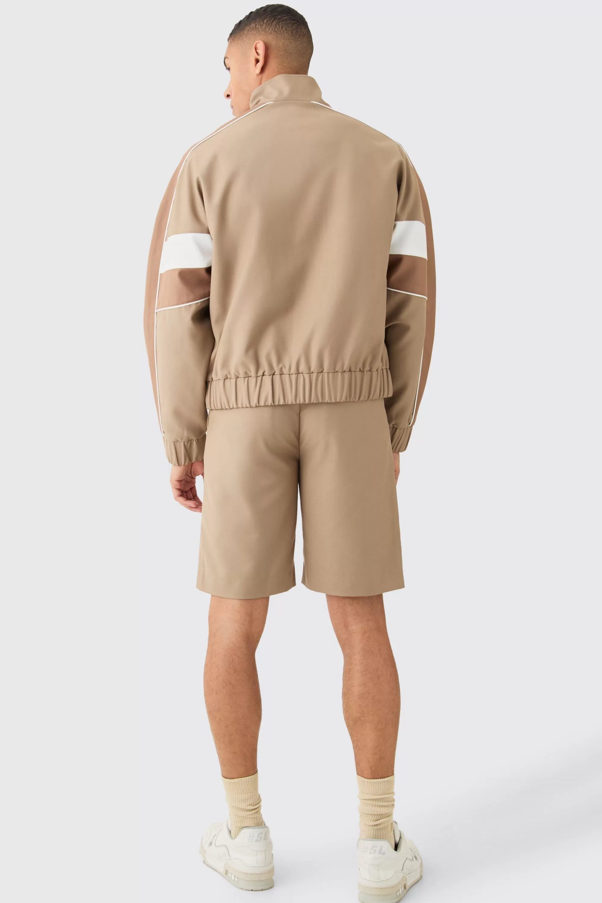 boohooMAN Colour Block Relaxed Fit Tailored Track Smart Set | UK