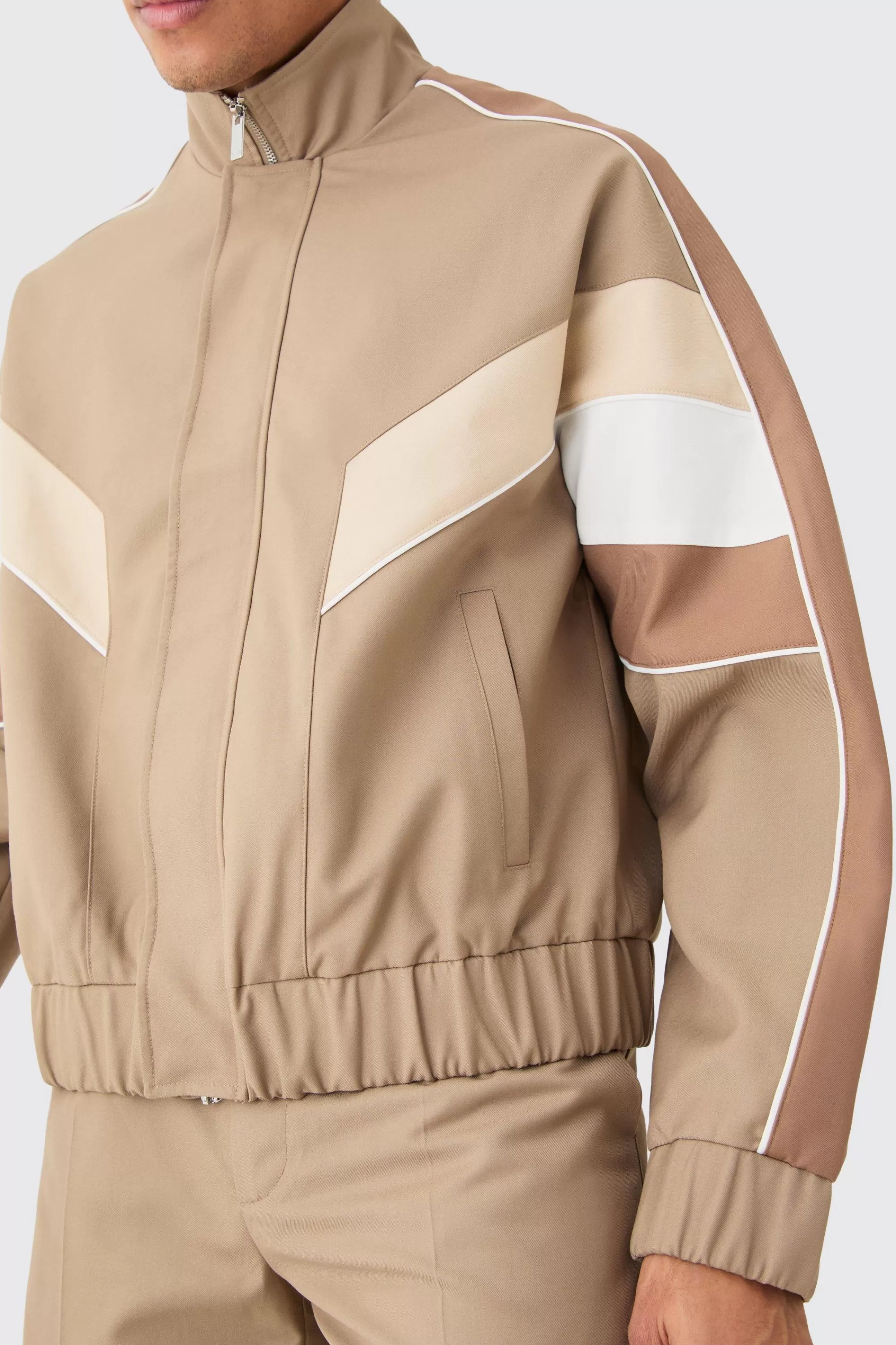 boohooMAN Colour Block Relaxed Fit Tailored Track Smart Set | UK