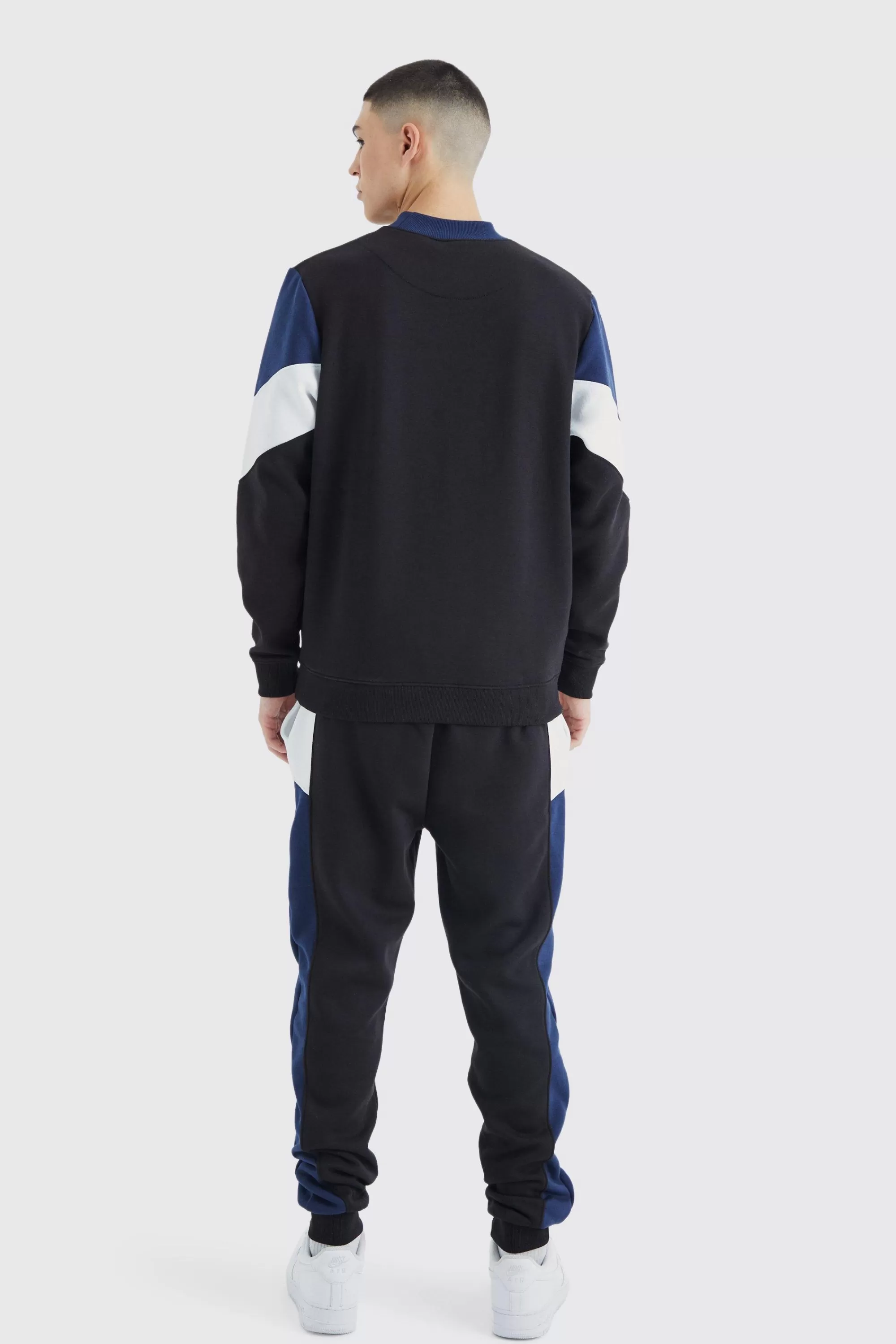 boohooMAN Colour Block Sweatshirt Tracksuit | UK
