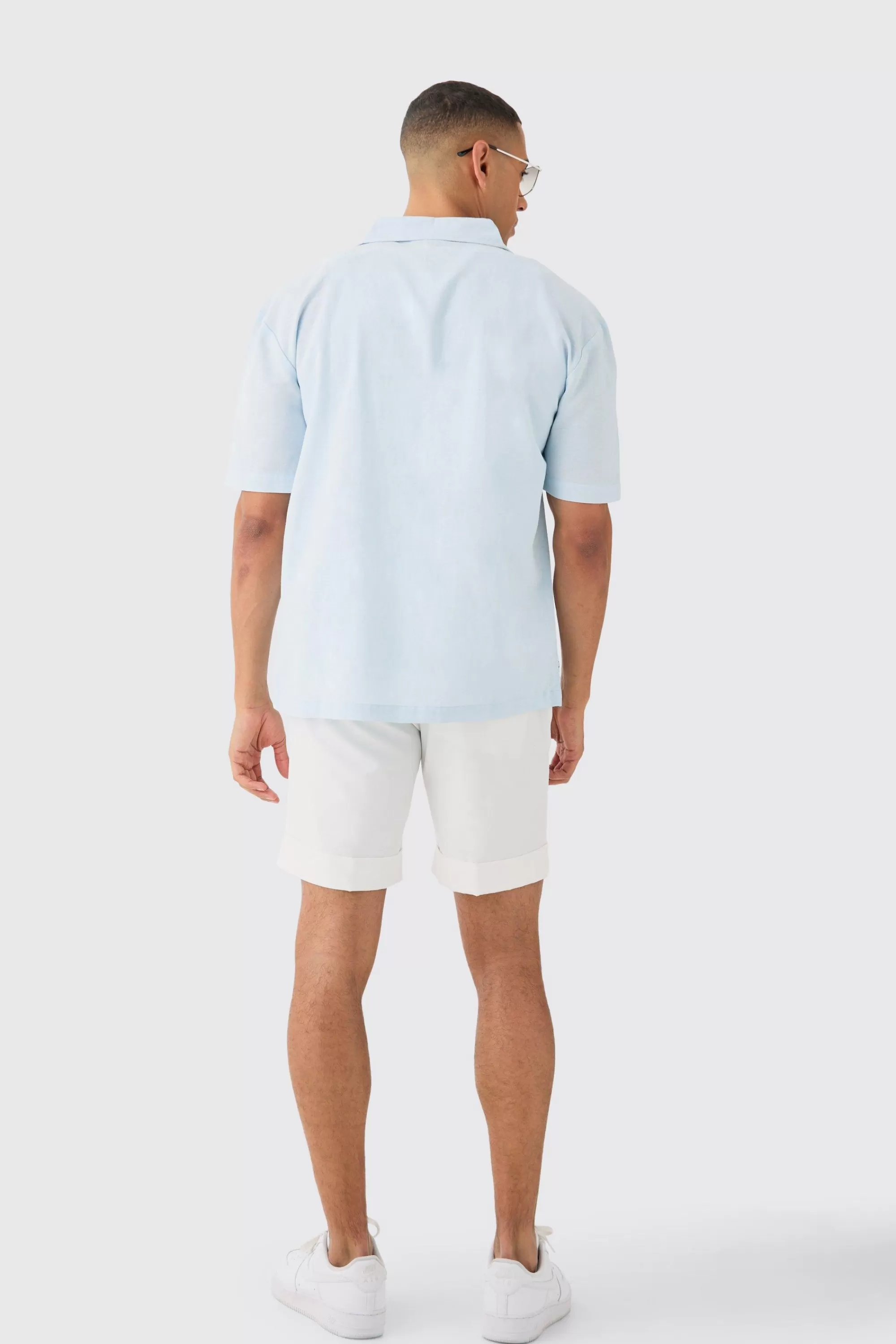 boohooMAN Concealed Placket Linen Boarder Shirt | UK