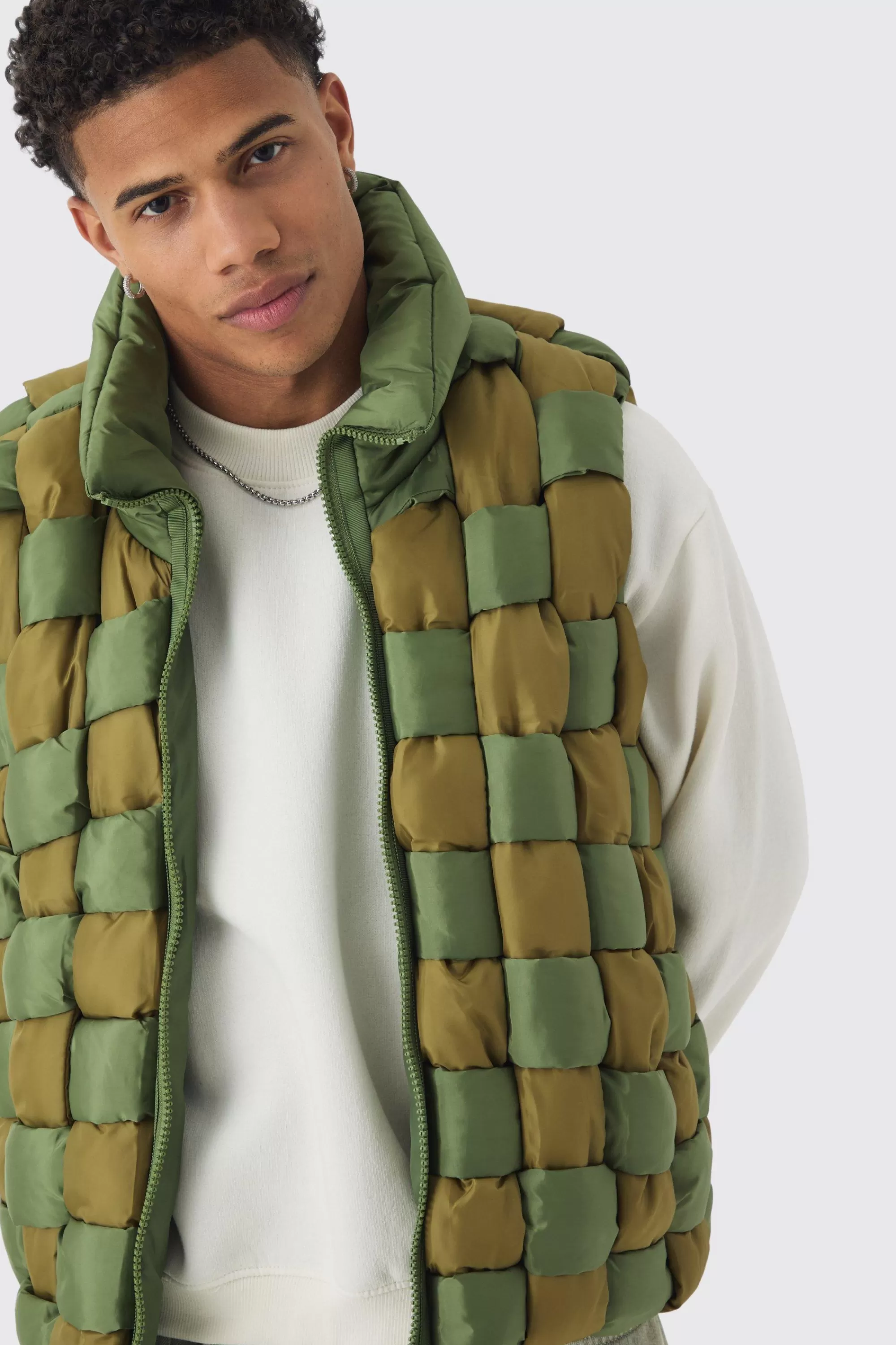 boohooMAN Contrast Hand Weft Padded Gilet In | UK