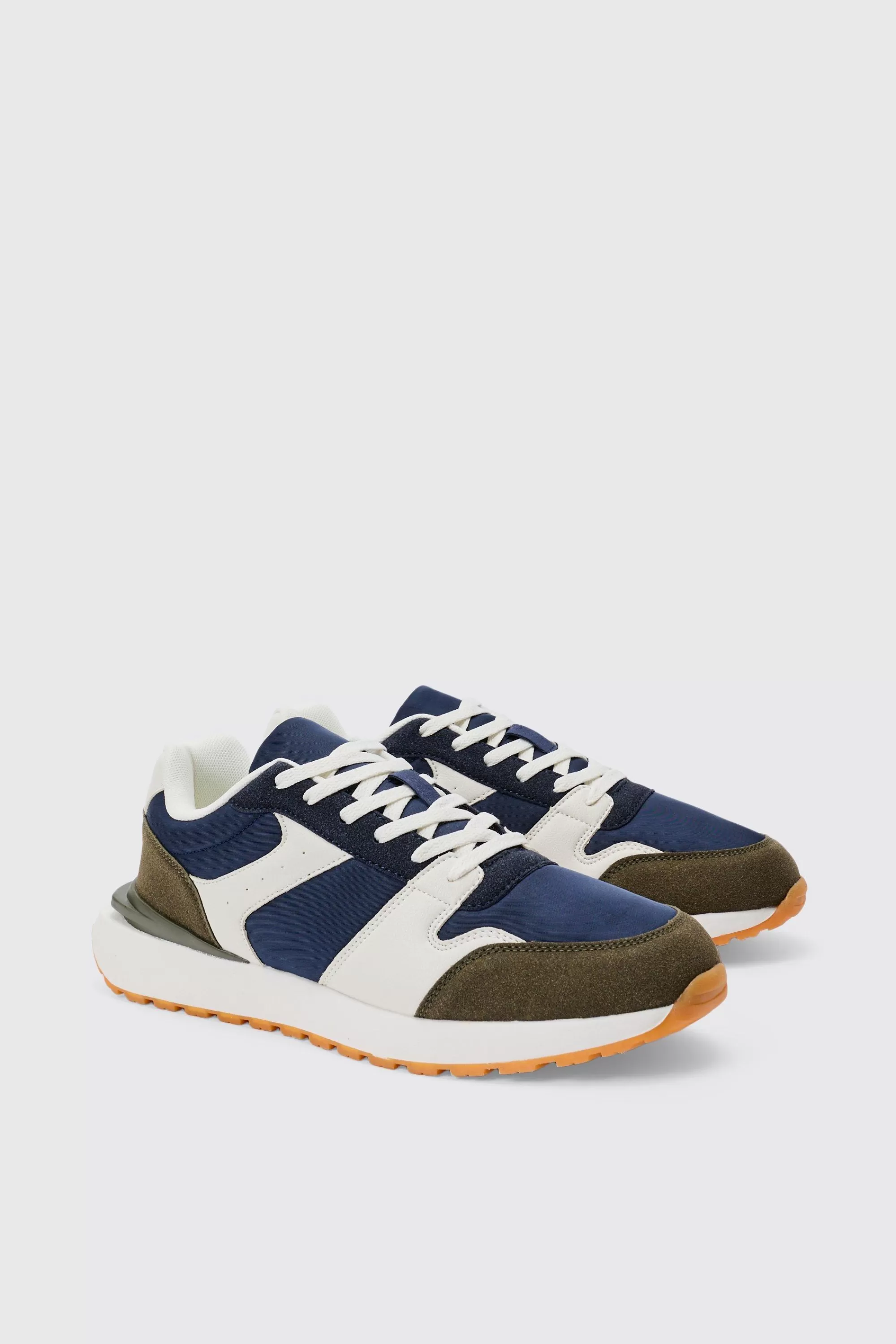 boohooMAN Contrast Panel Chunky Sole Trainer In | UK