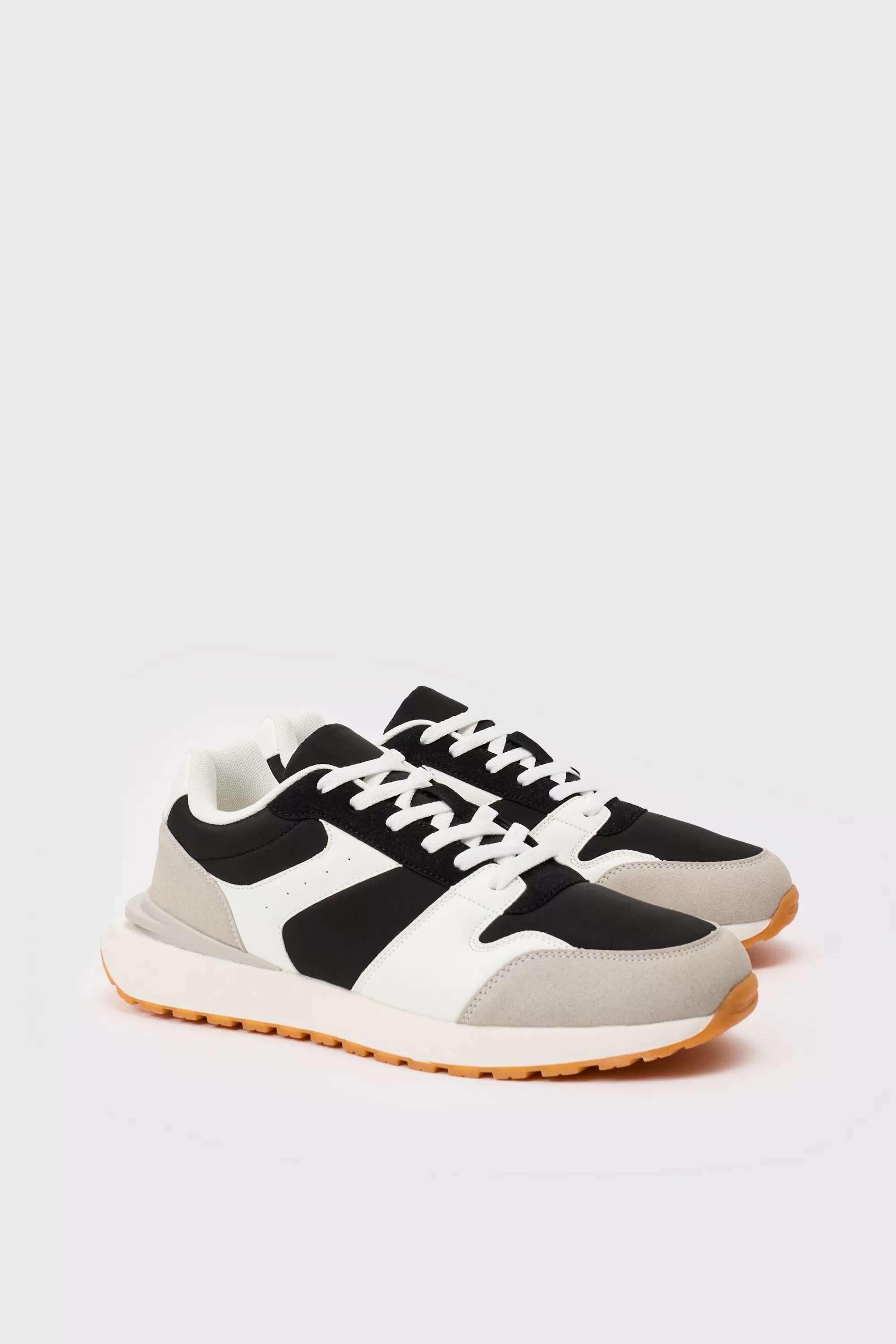 boohooMAN Contrast Panel Chunky Sole Trainer In | UK