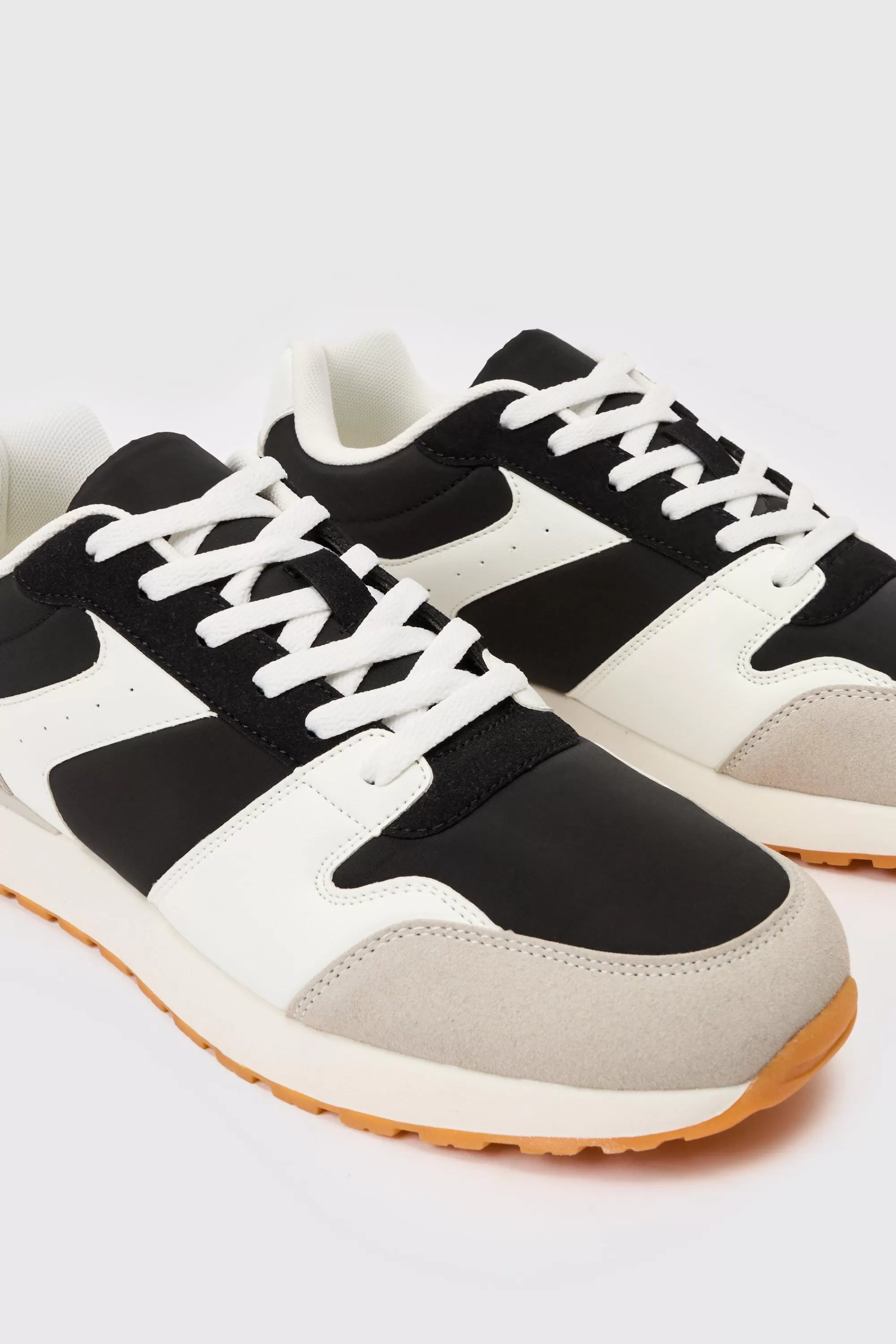 boohooMAN Contrast Panel Chunky Sole Trainer In | UK