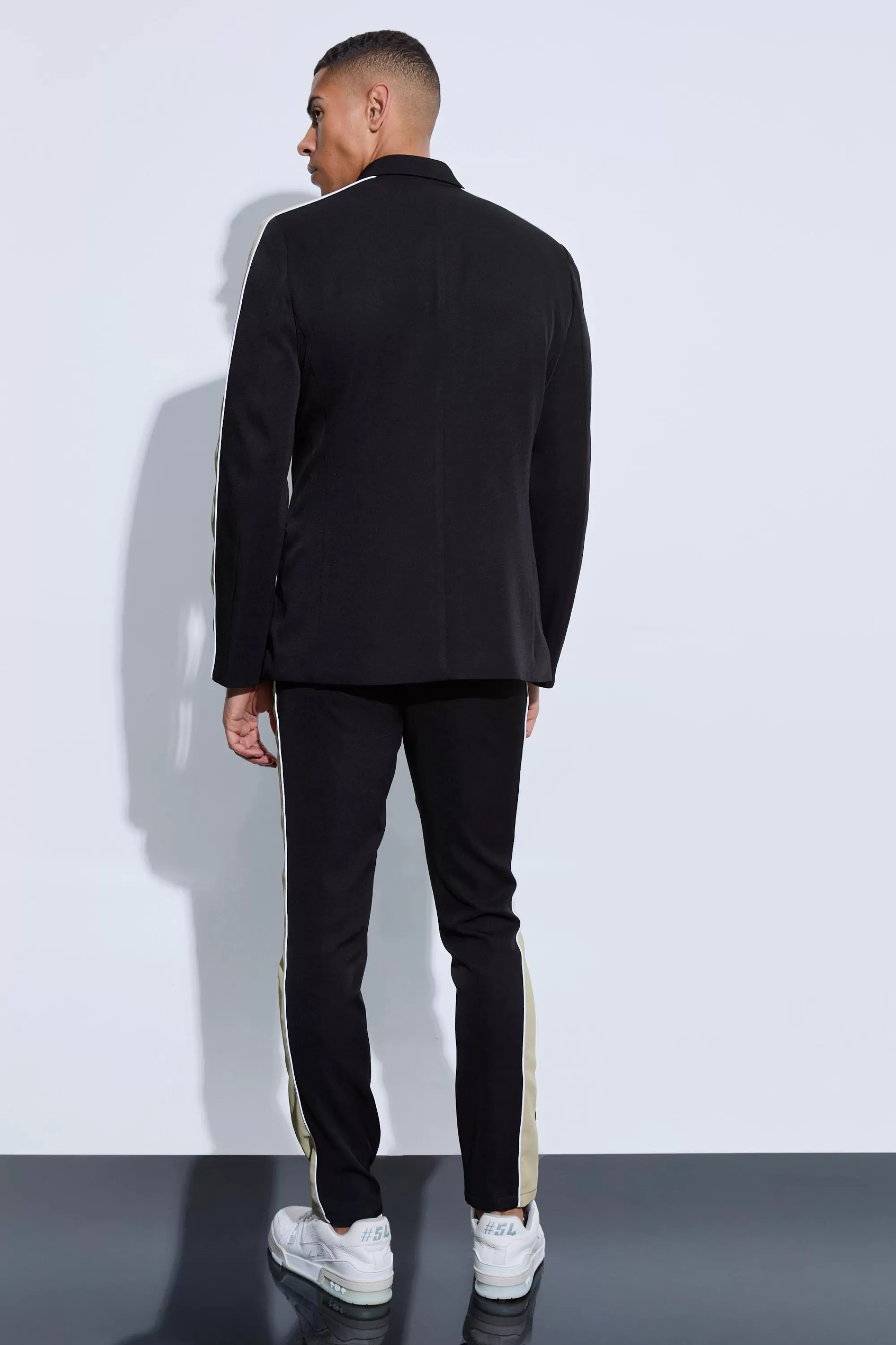 boohooMAN Contrast Panel Double Breasted Relaxed Fit Blazer | UK