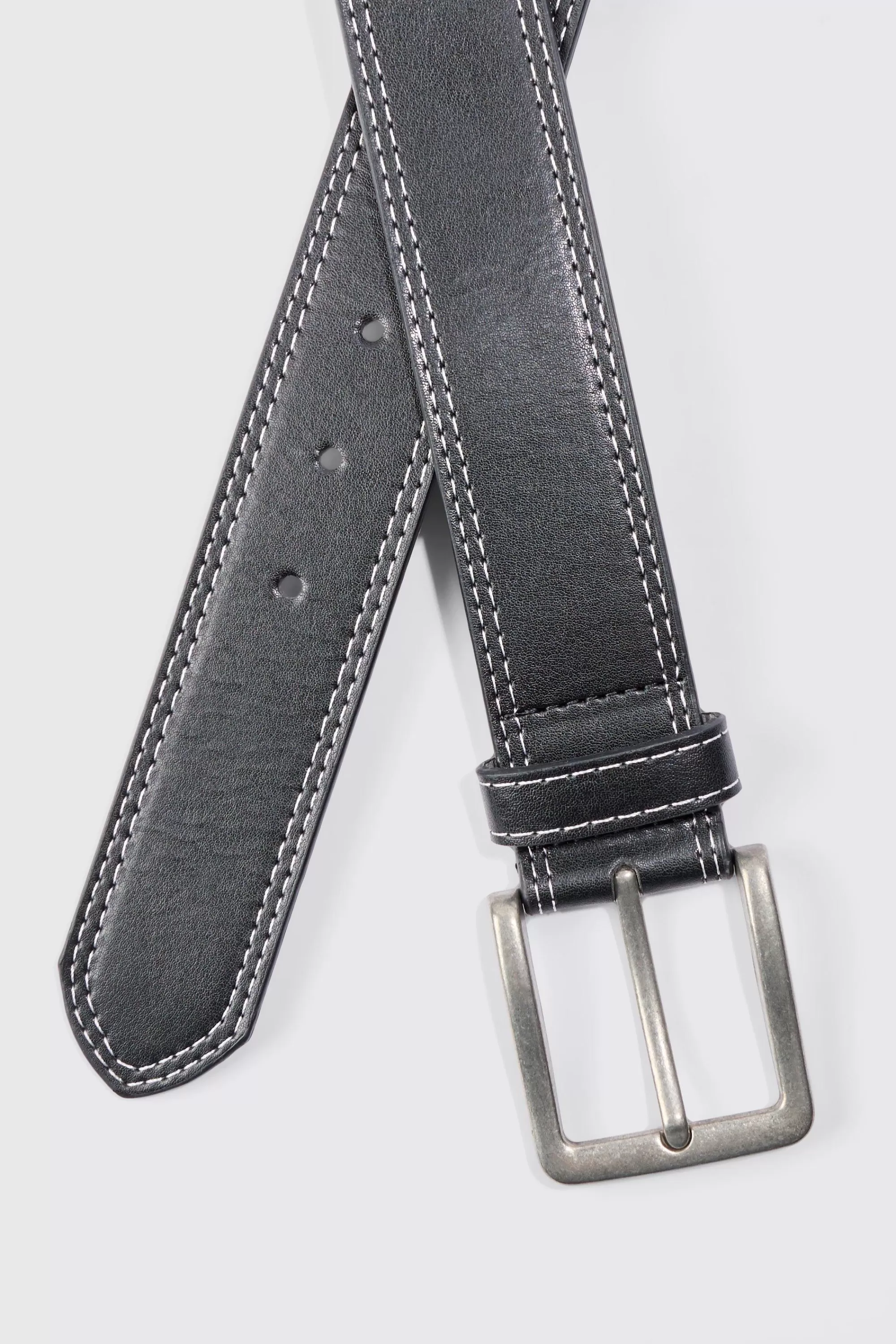 boohooMAN Contrast Stitch Belt | UK