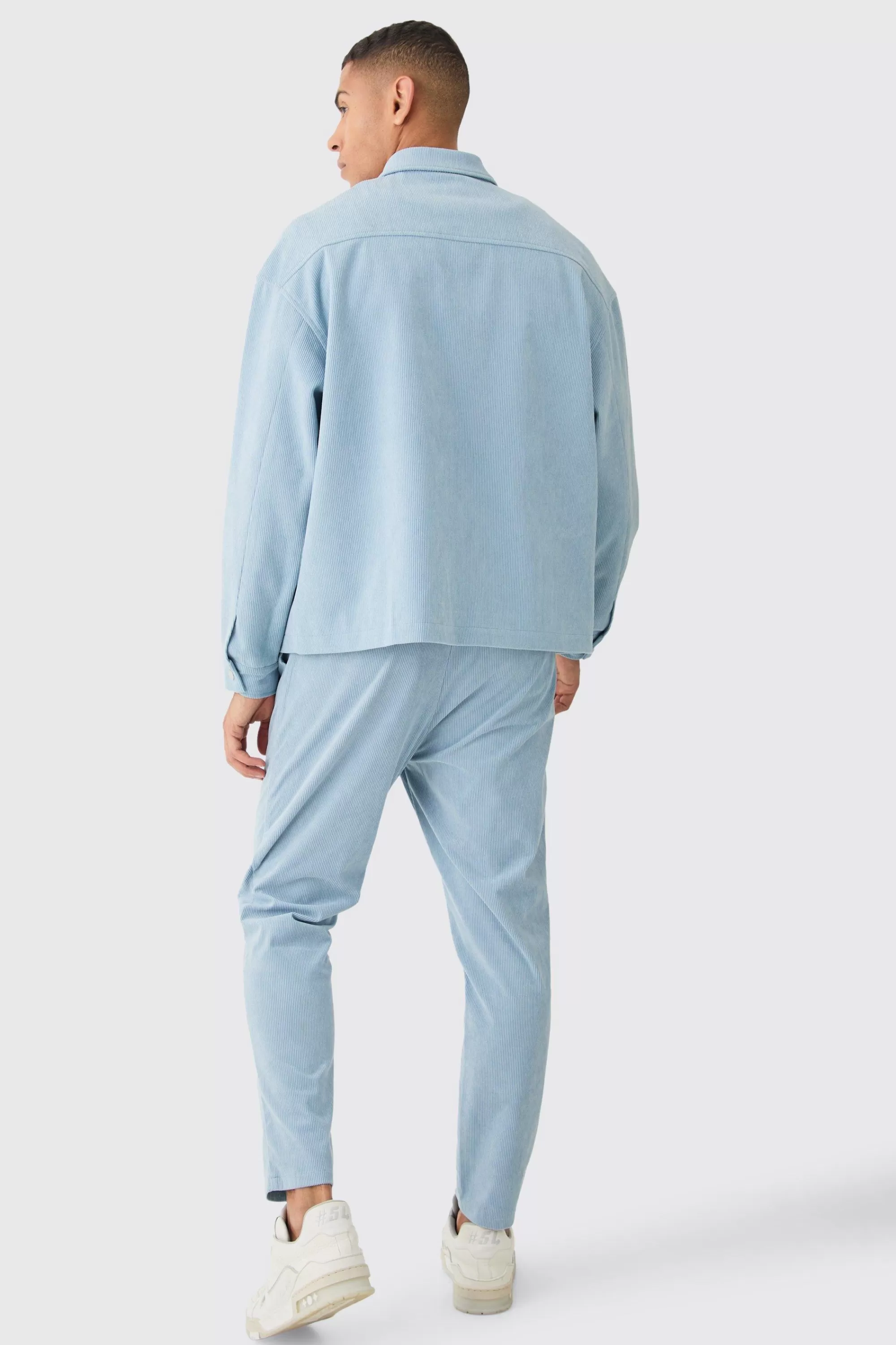 boohooMAN Corduroy Boxy Fit Zip Up Harrington Jacket | UK