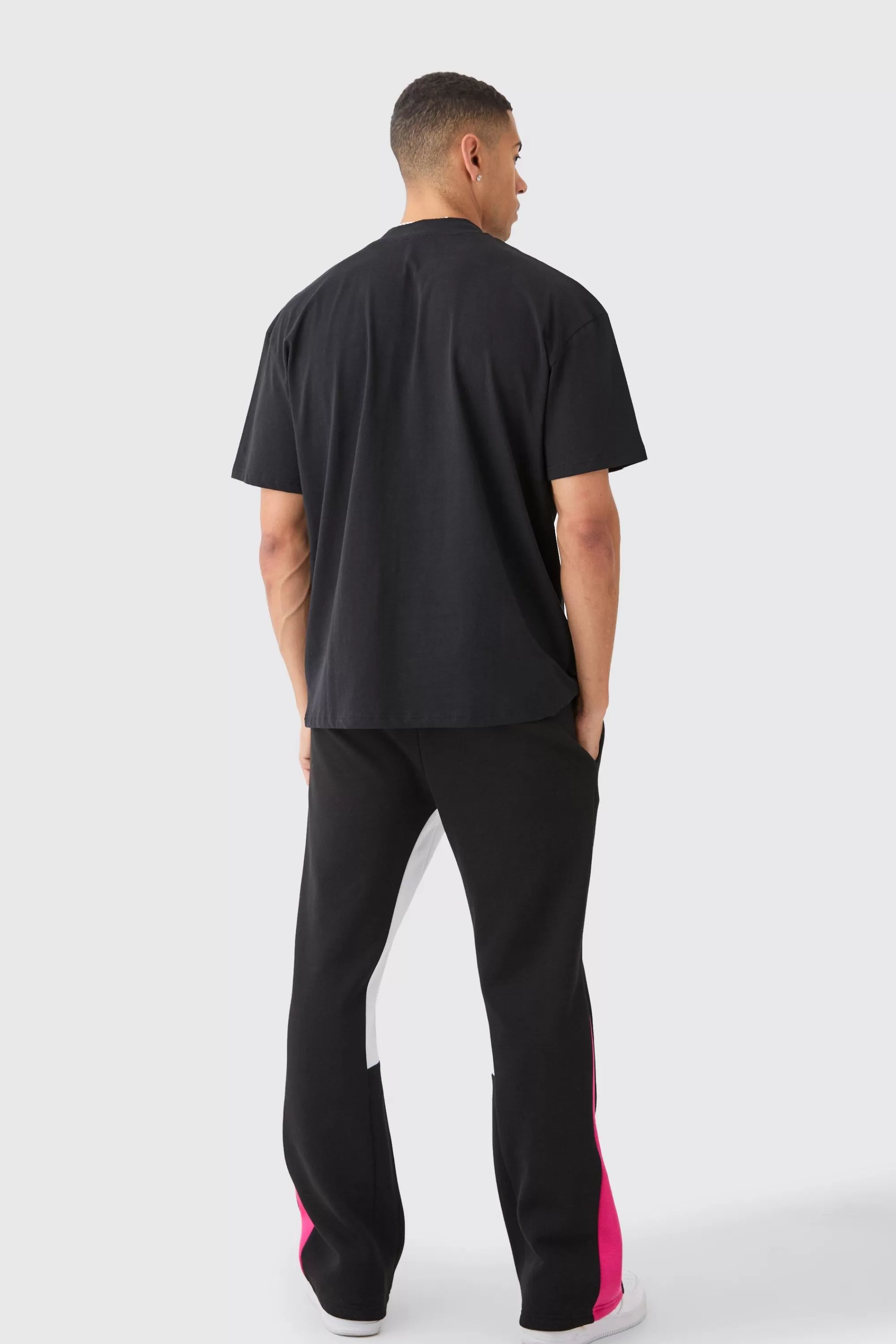 boohooMAN Core Gusset Paint Splatter Joggers | UK