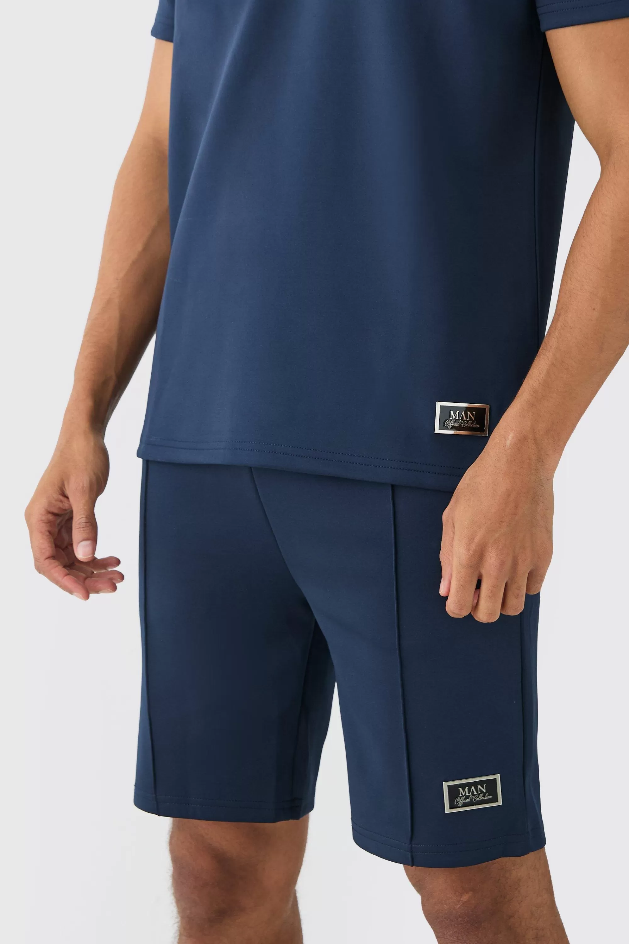 boohooMAN Core Revere Scuba Polo & Short Set | UK