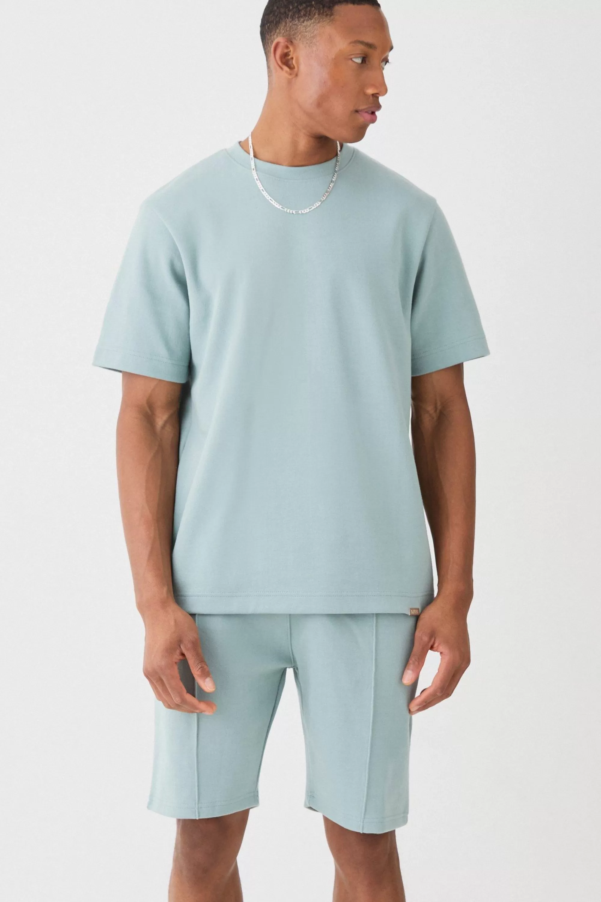 boohooMAN Core T-shirt & Short Interlock Set | UK